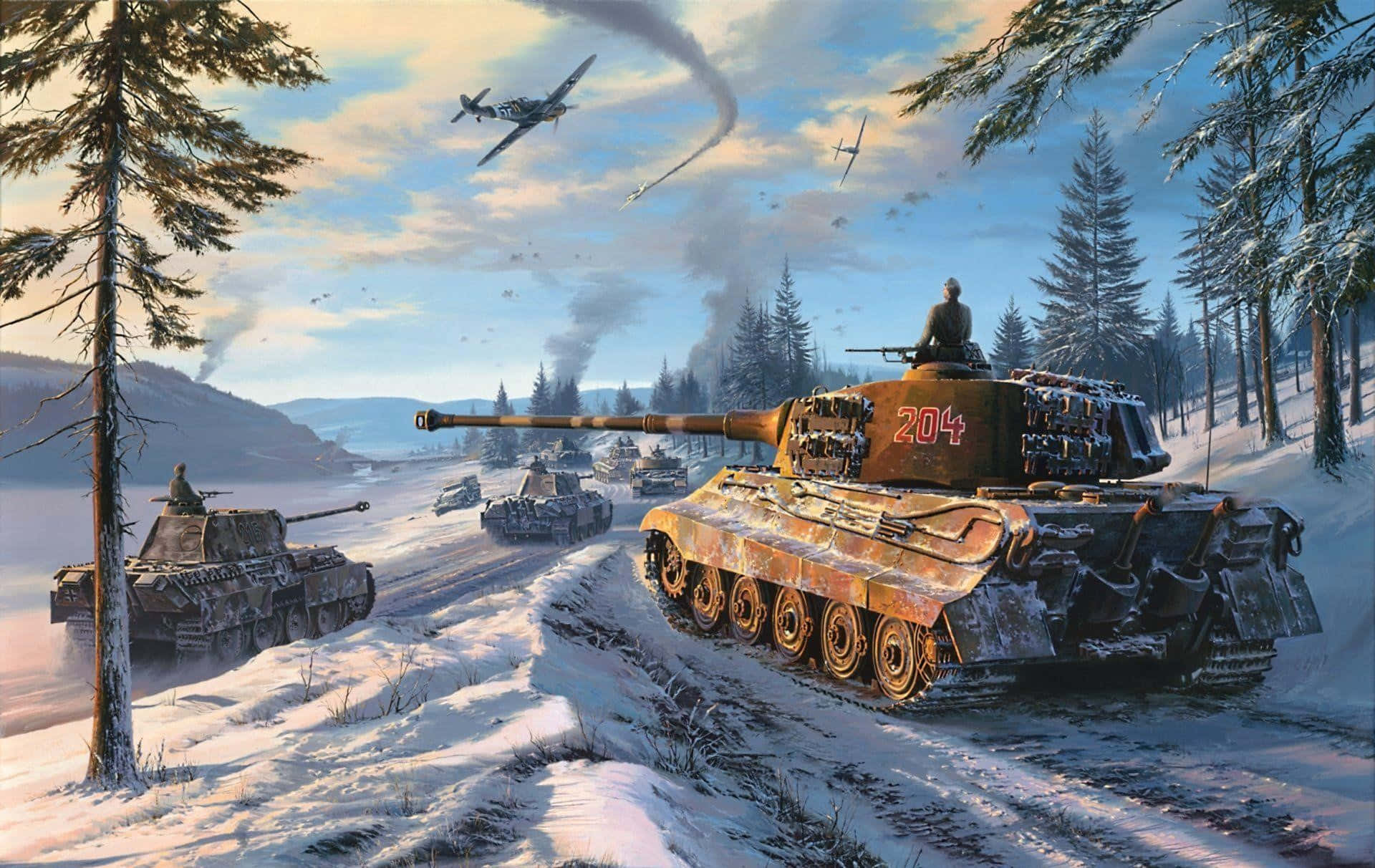 Winter_ Tank_ Advance_ War_ Thunder Background