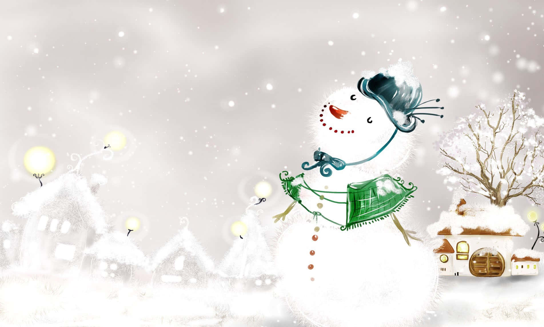 Winter Wonderland Desktop Snowman With Hat