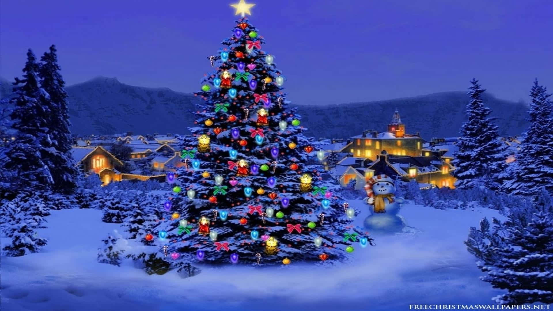 Winter Wonderland In A Snowy Christmas Village Background