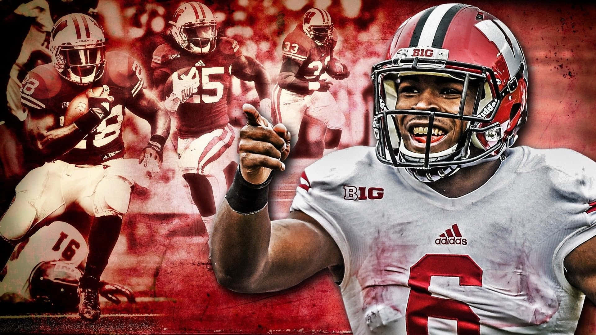 Wisconsin Badgers Football Team In Action At A Packed Stadium Background