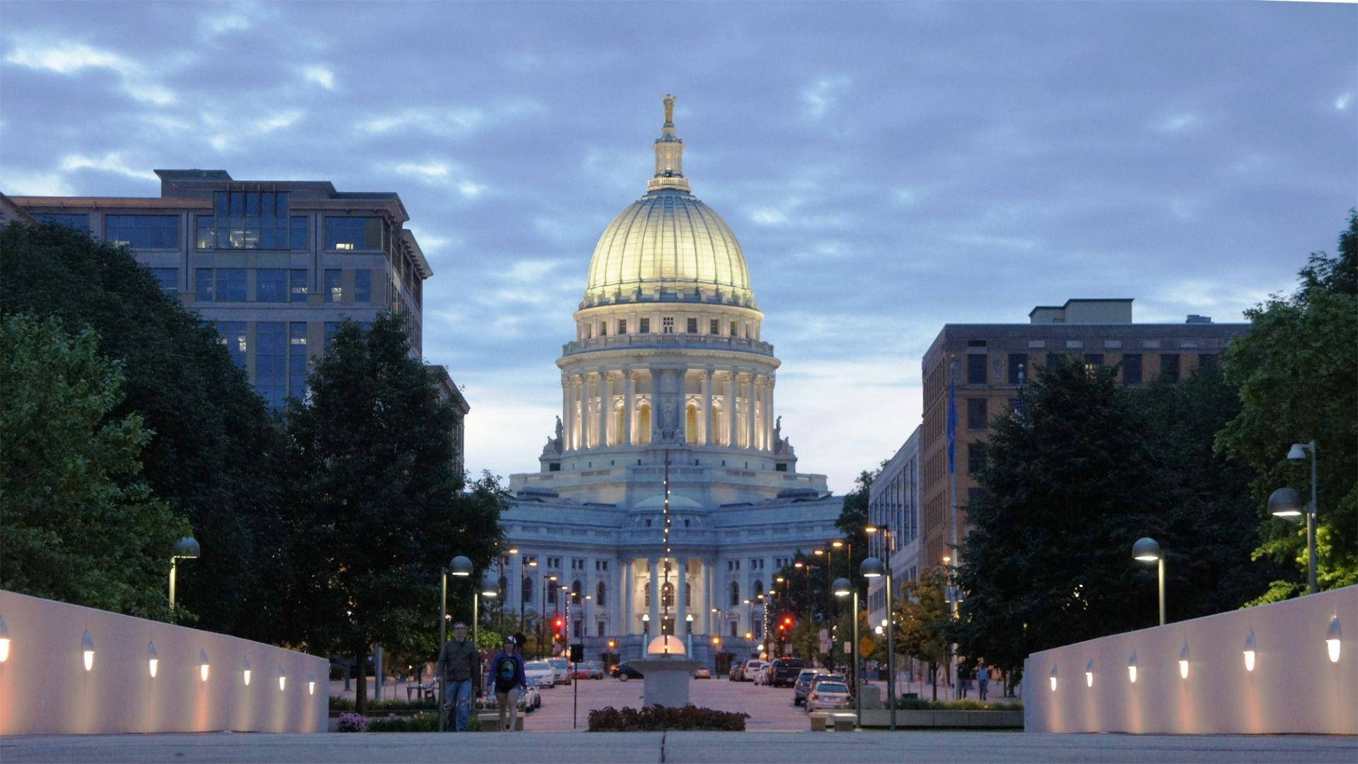 Wisconsin State Capitol In Madison Stands High