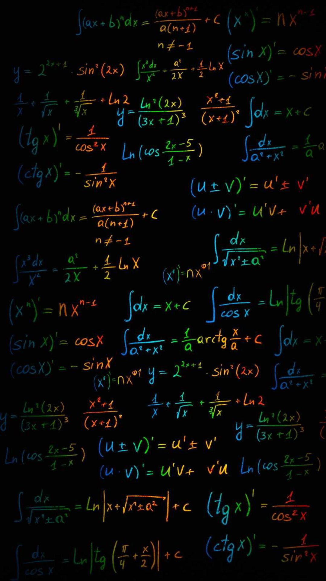 Wise Math Equations Rainbow Color Background