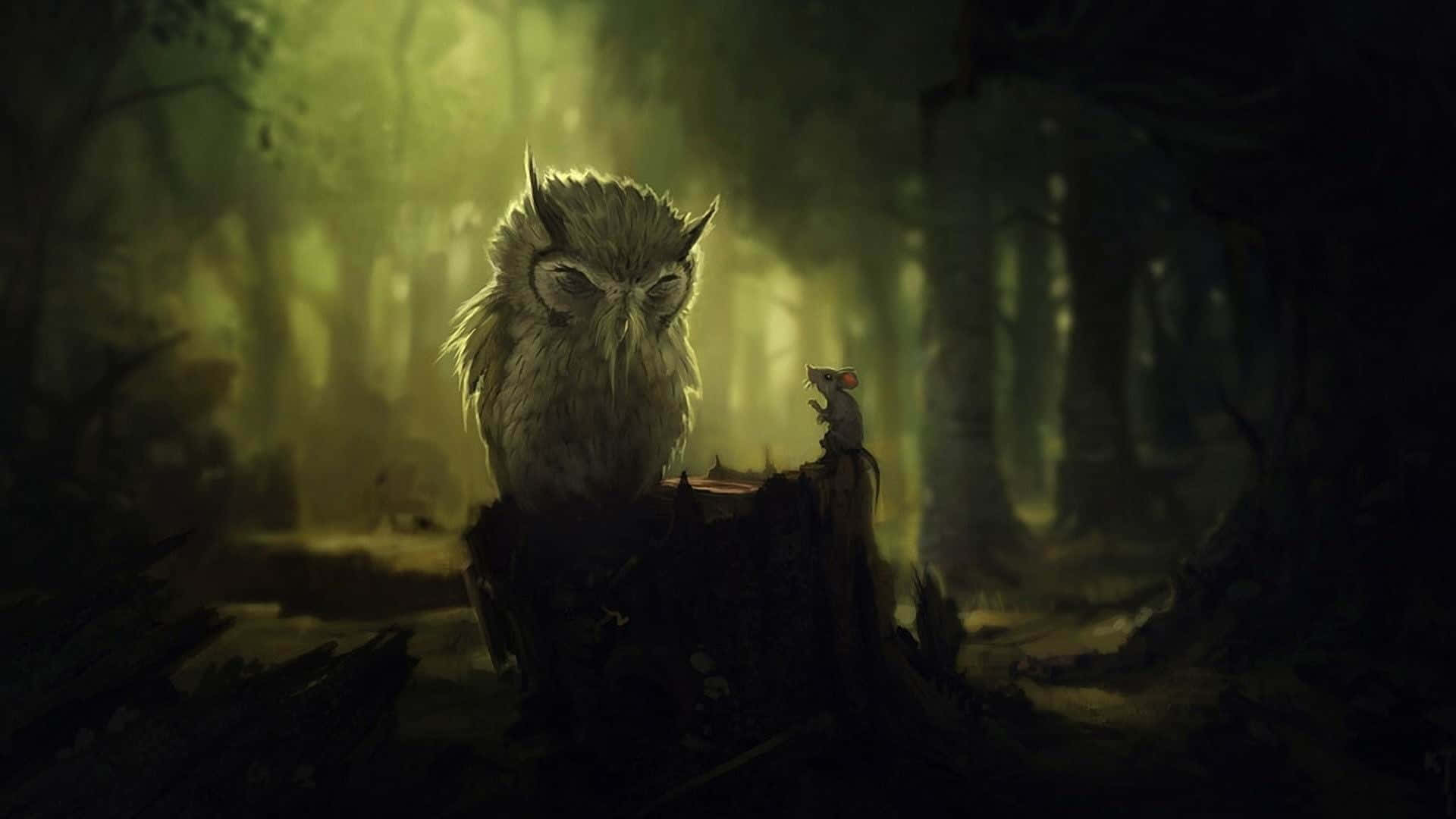 Wise Owl And A Mouse