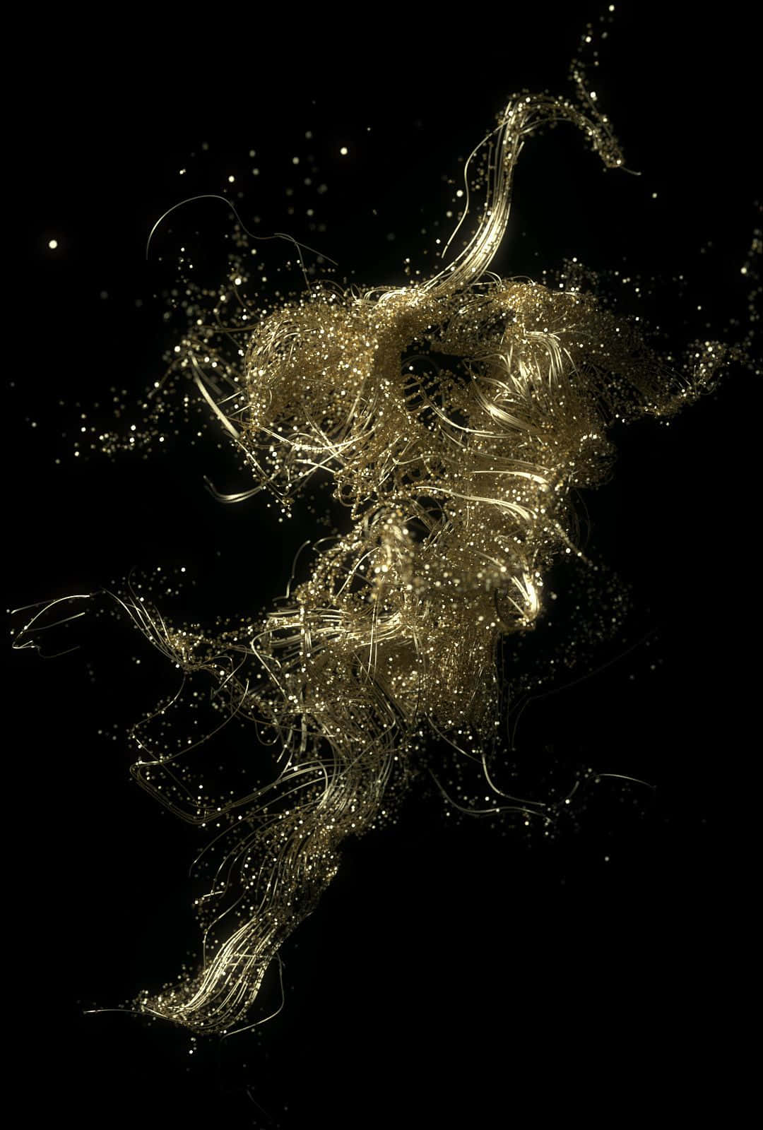 Wispy Black And Gold Aesthetic Background