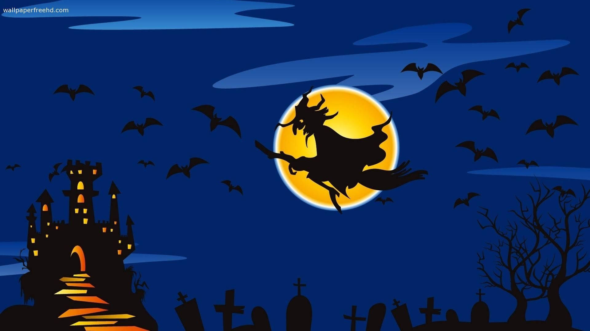 Witch Dark Blue Cartoon Background
