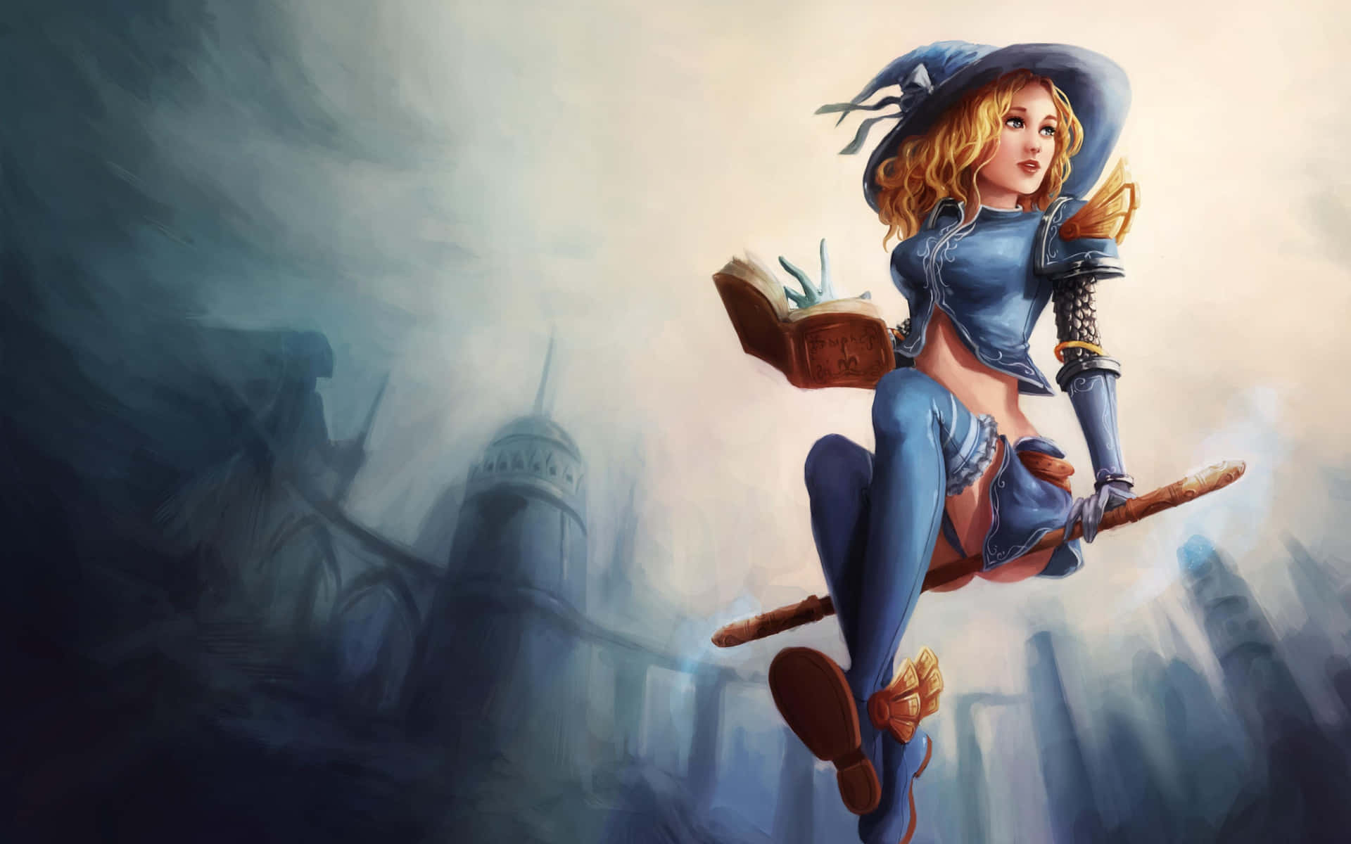 Witch Flying On Broomstick Fantasy Artwork