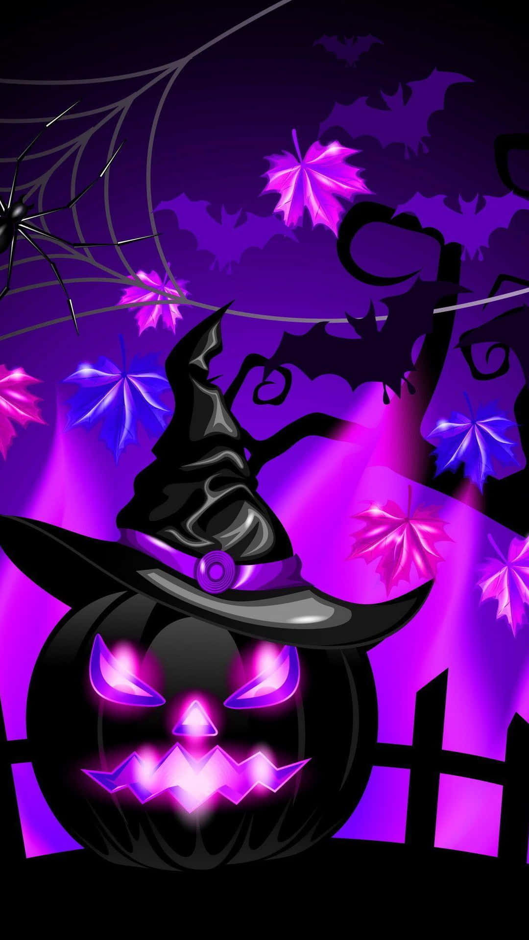 Witch Hat Jack O' Lantern Purple Halloween Background