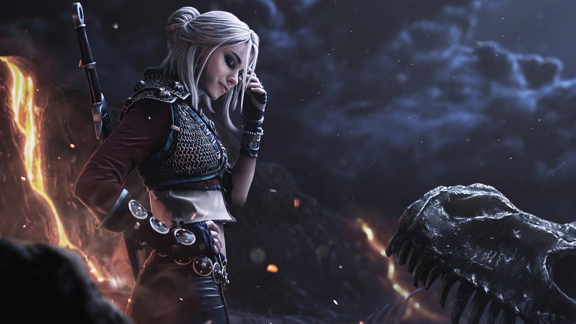 Witcher 3 4k Ciri And Monster Background
