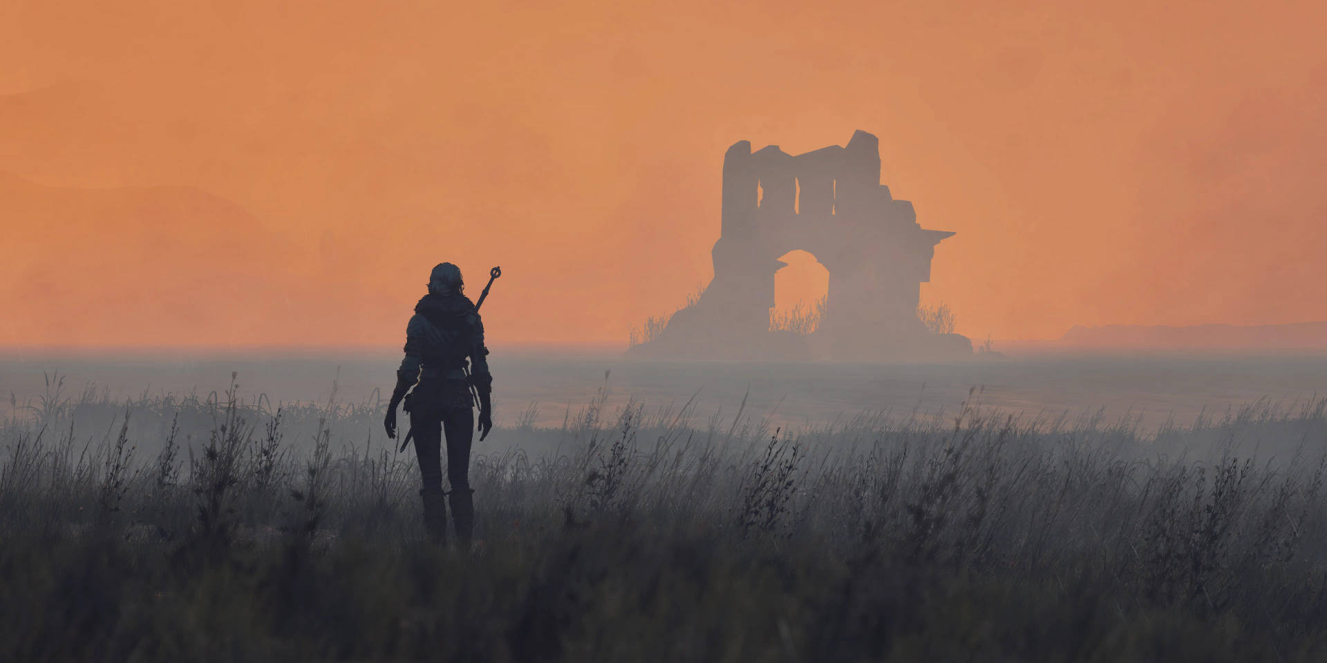 Witcher 3 4k Ciri Exploring Ruins Background