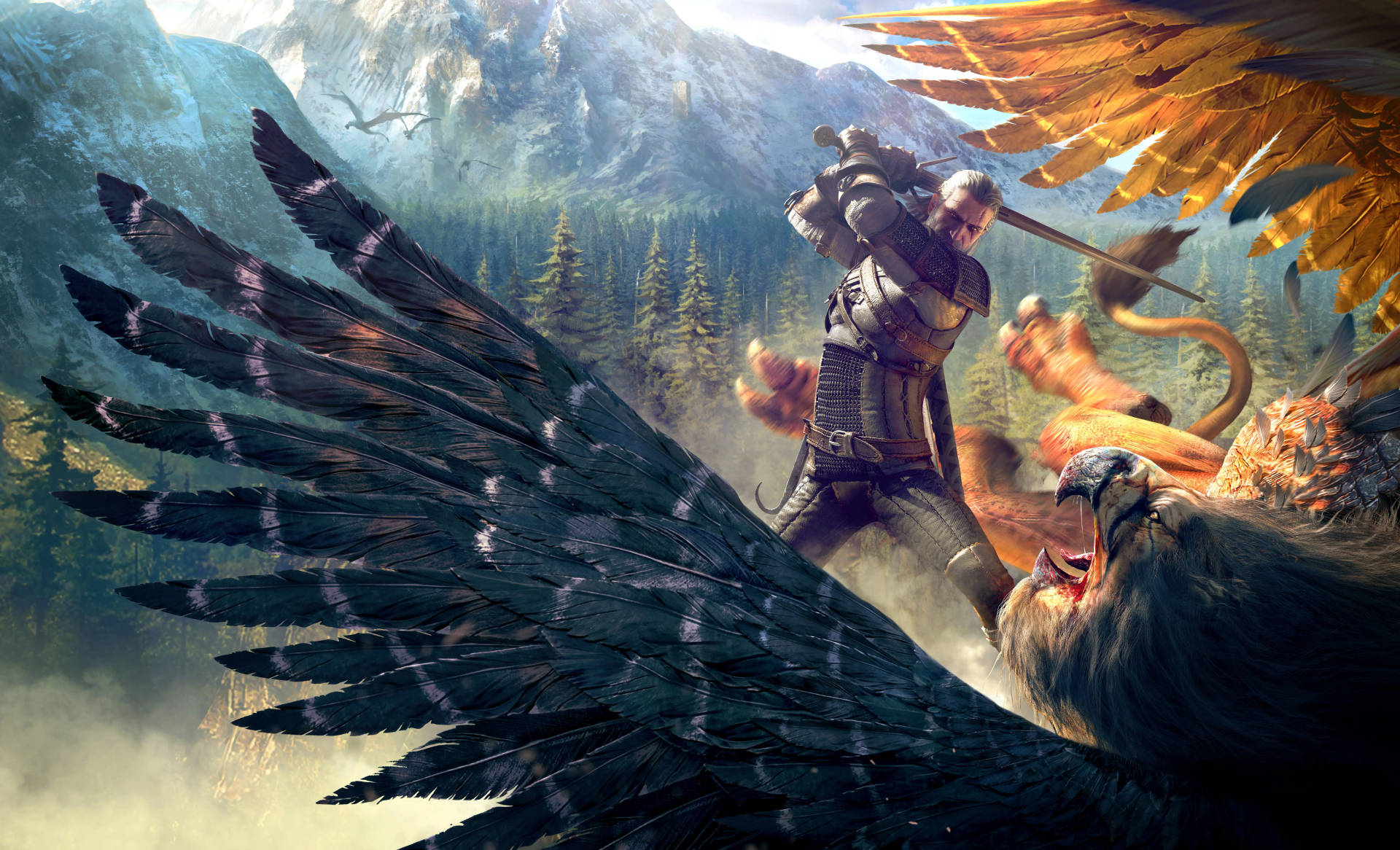 Witcher 3 4k Geralt And Griffon Background