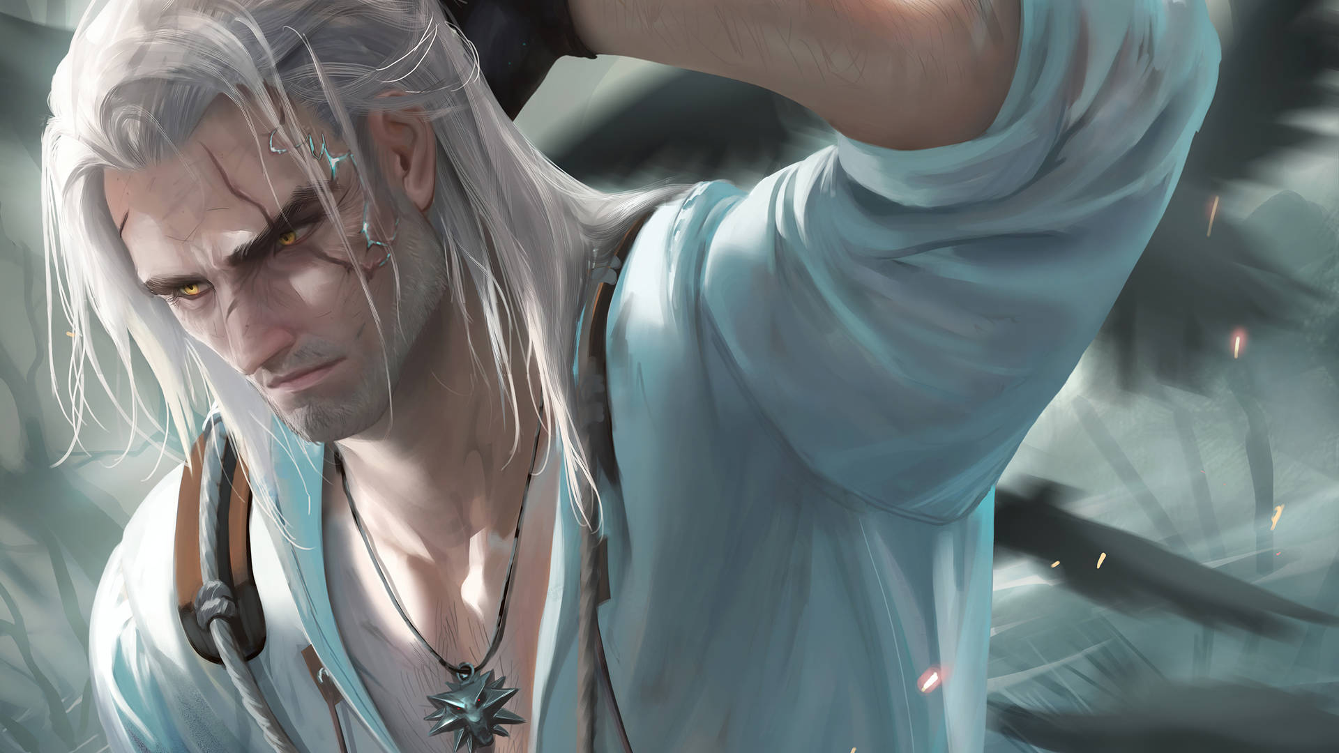 Witcher 3 4k Geralt Artwork Background