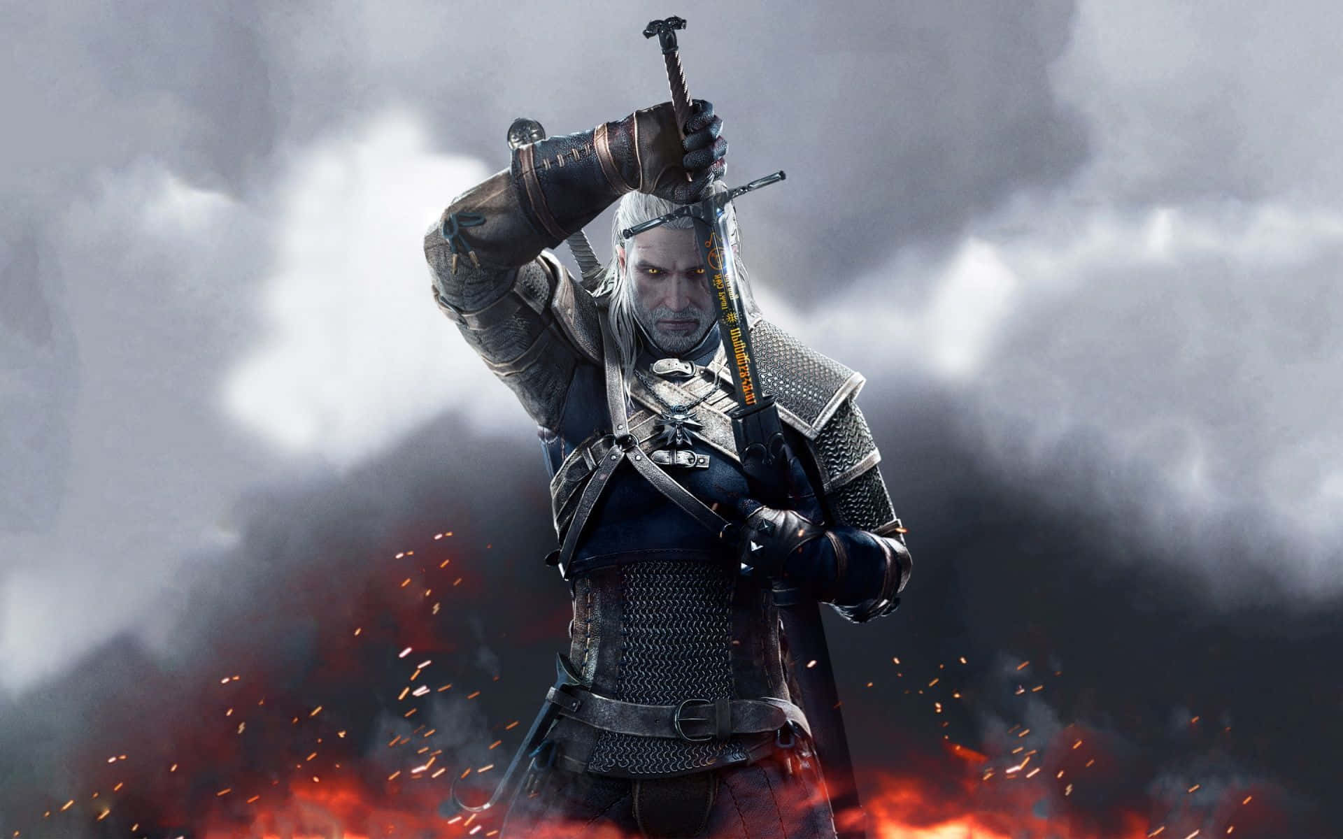 Witcher 3 Desktop Geralt Sword Background