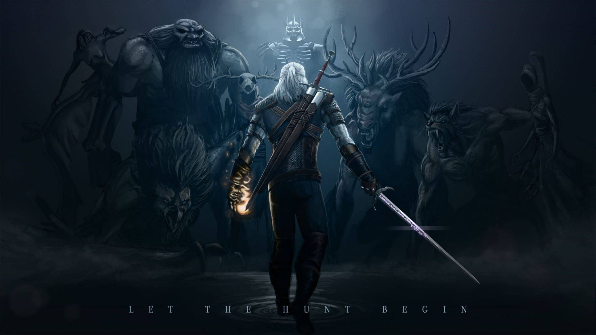 Witcher 4k Geralt And Monsters Background