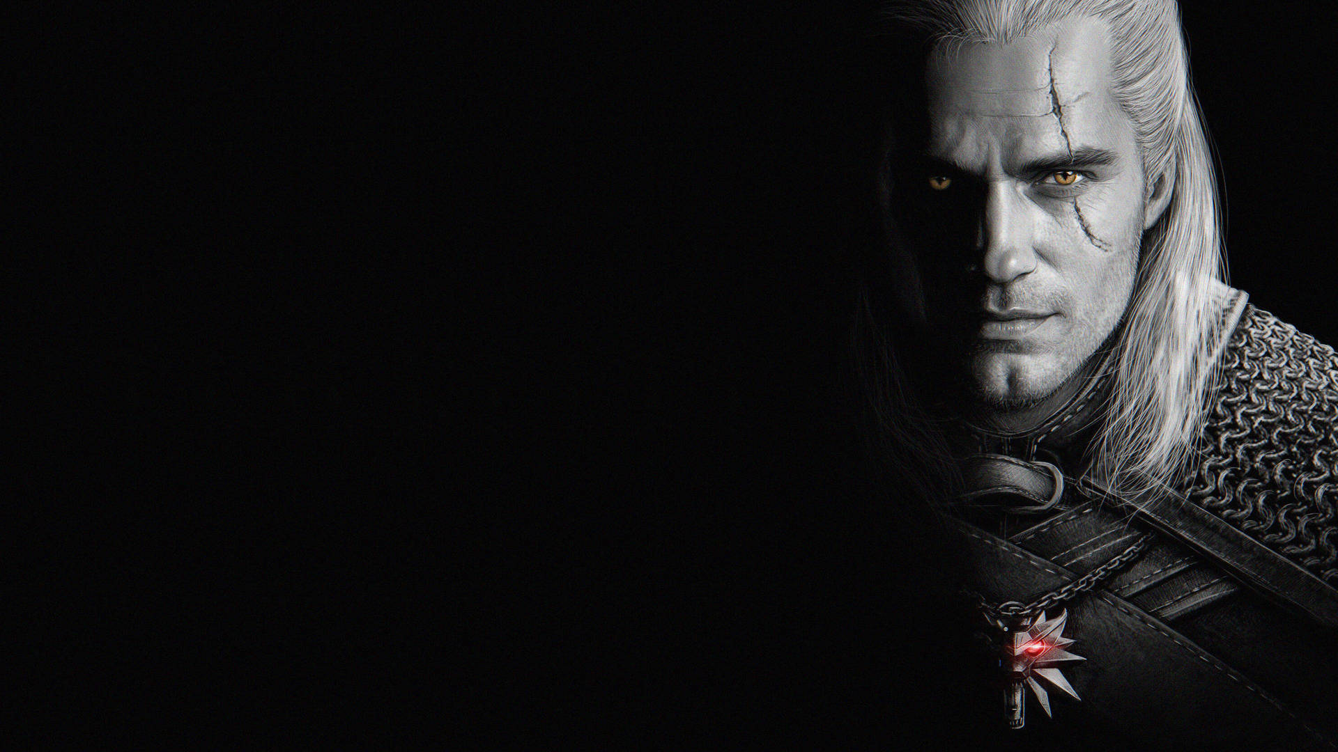 Witcher 4k Geralt Greyscale Portrait Background