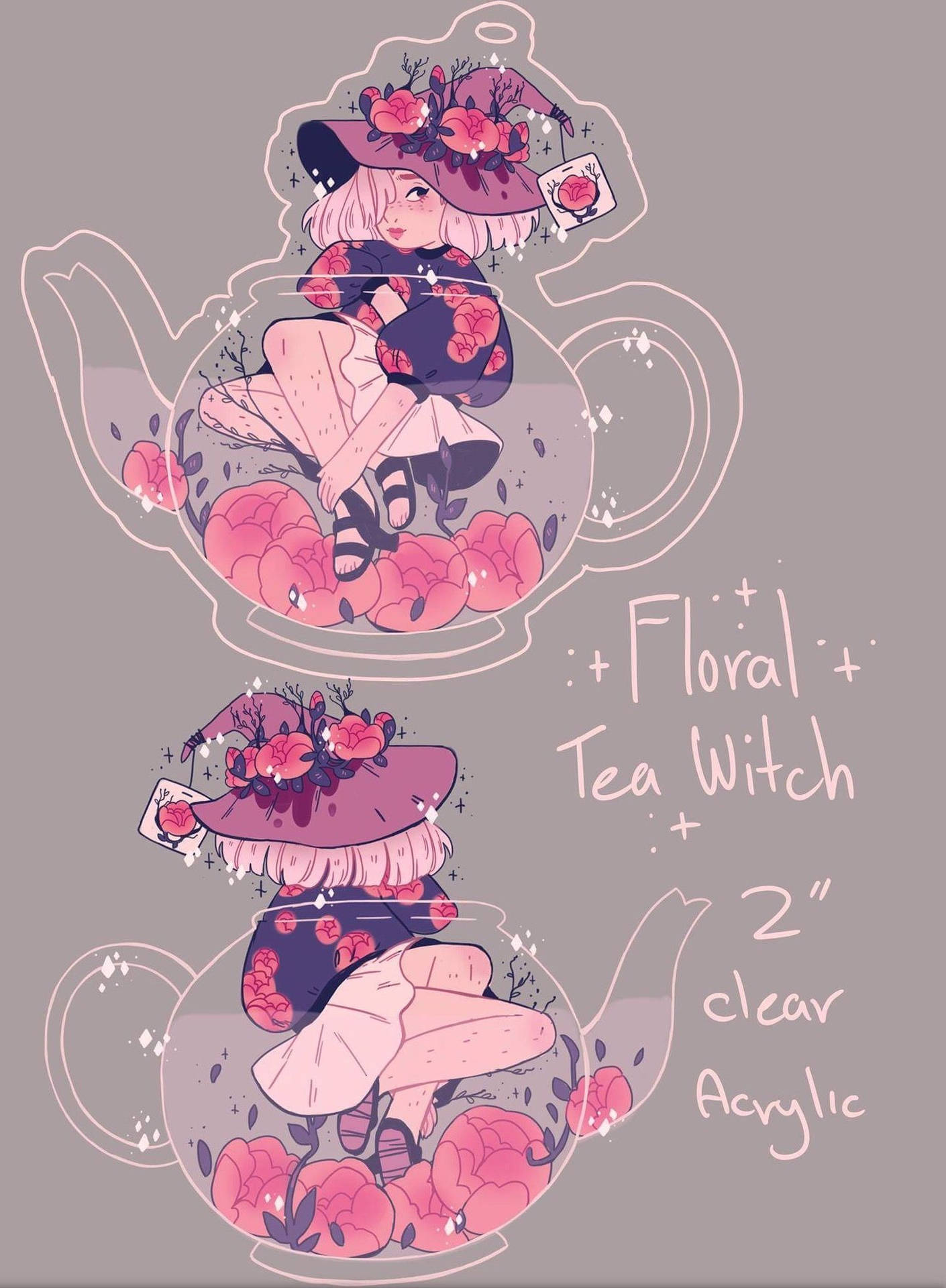Witchy Aesthetic Floral Tea Background
