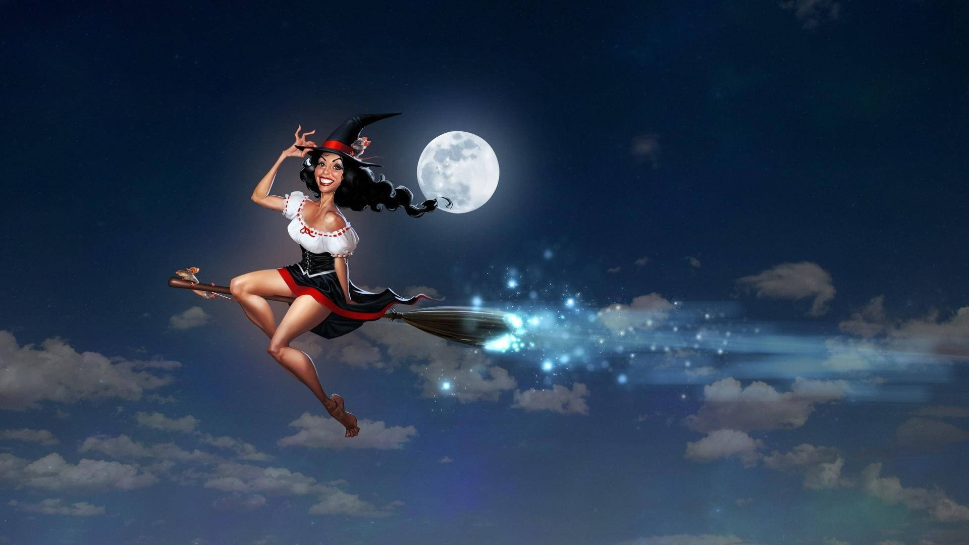 Witchy Broomstick Dust Background