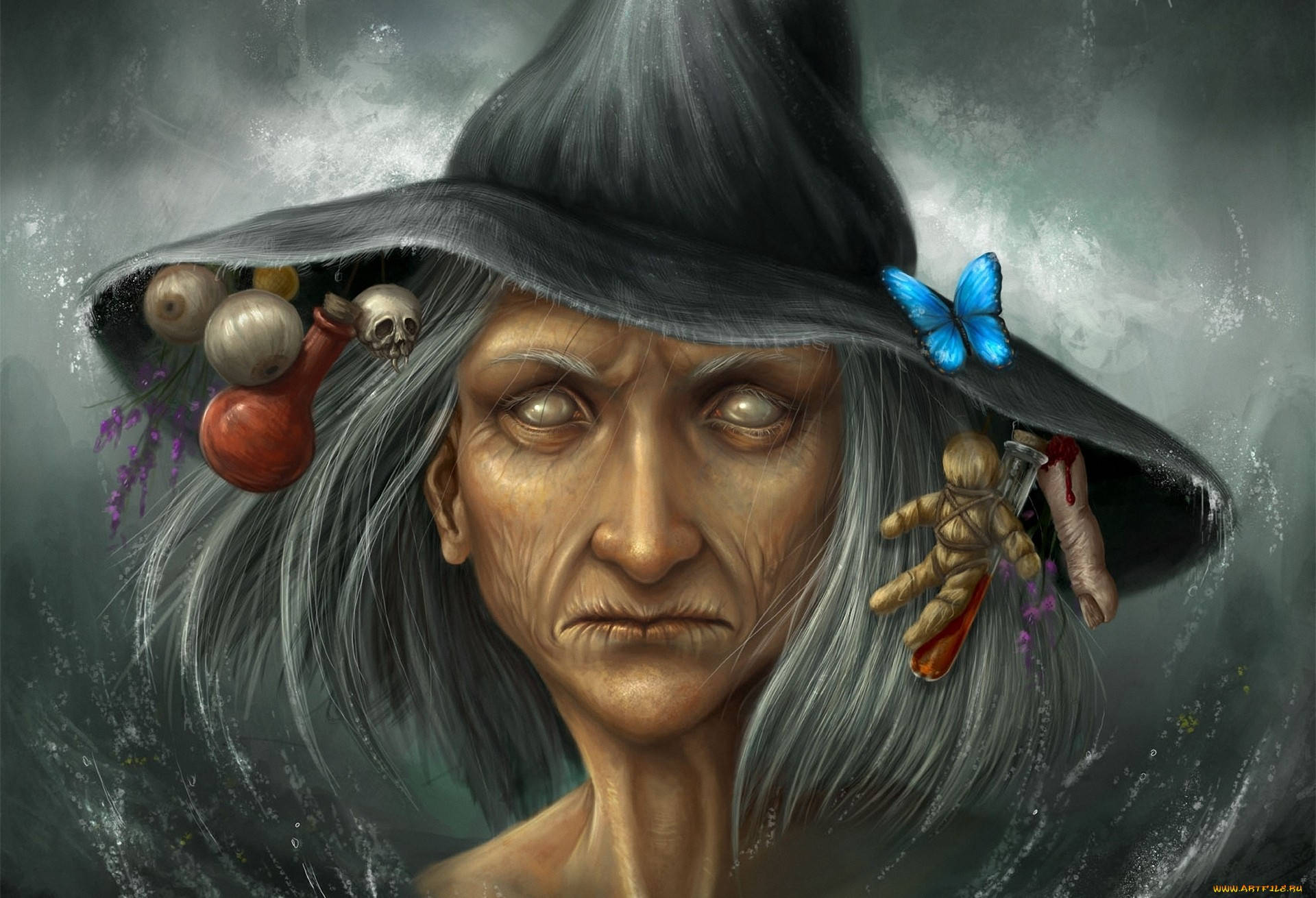 Witchy Old Lady Background