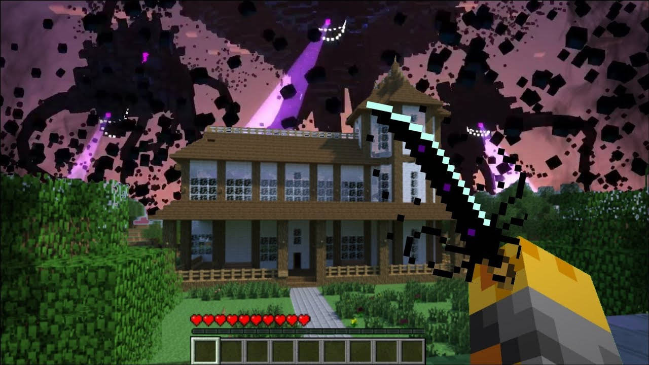 Wither Storm Attack On Minecraft Steve Background