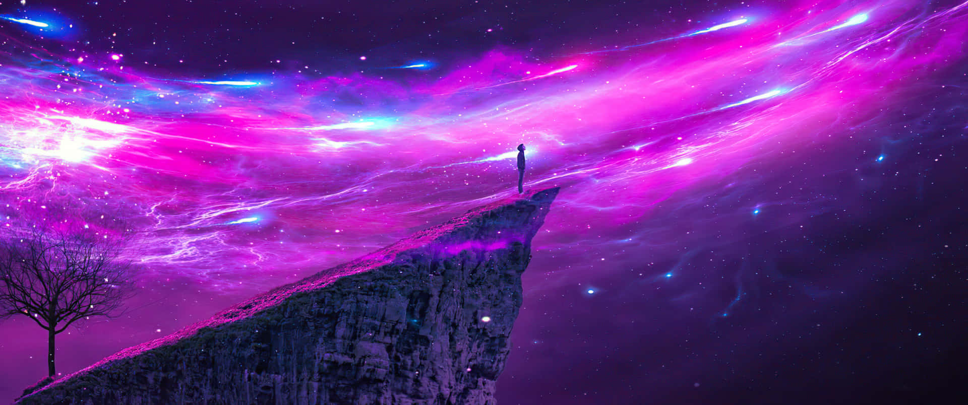 Witness The Infinite And Expansive Beauty Of Space In This 3440x1440 Ultra-wide Wallpaper. Background