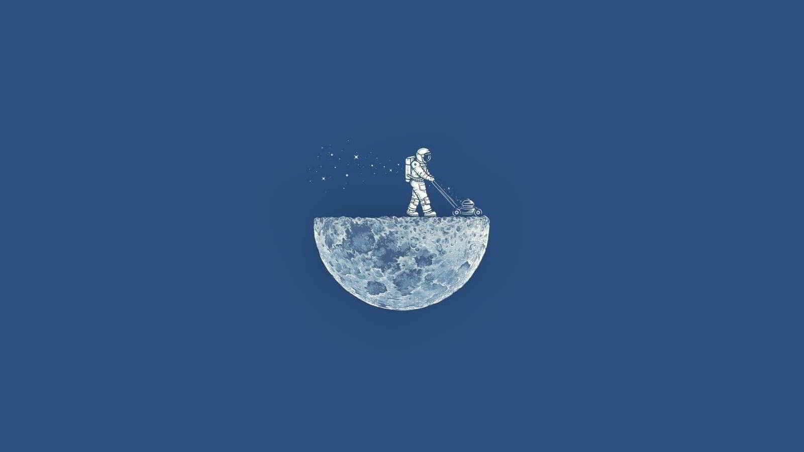 Witty Astronaut Contemplating On The Moon