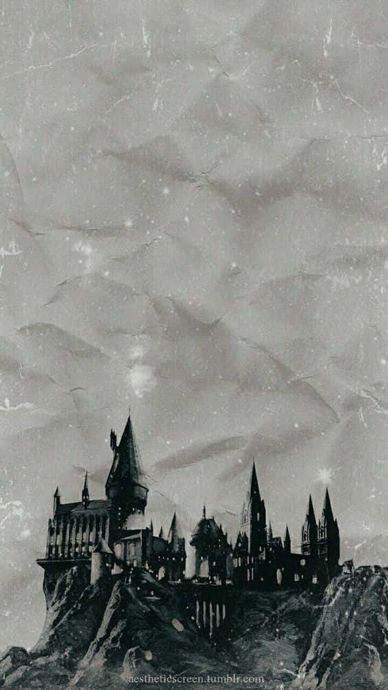 Wizard Harry Potter Casts A Spell In Black And White Background