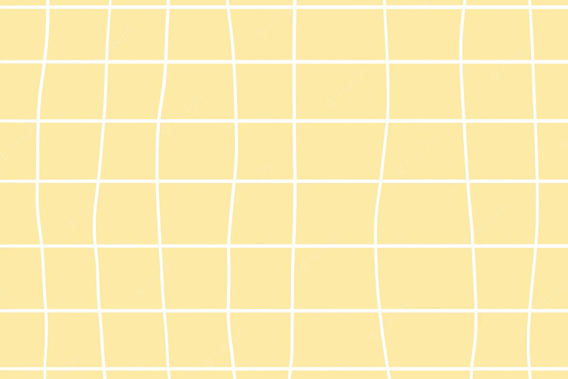 Wobbly Pastel Yellow And White Grid Aesthetic Background