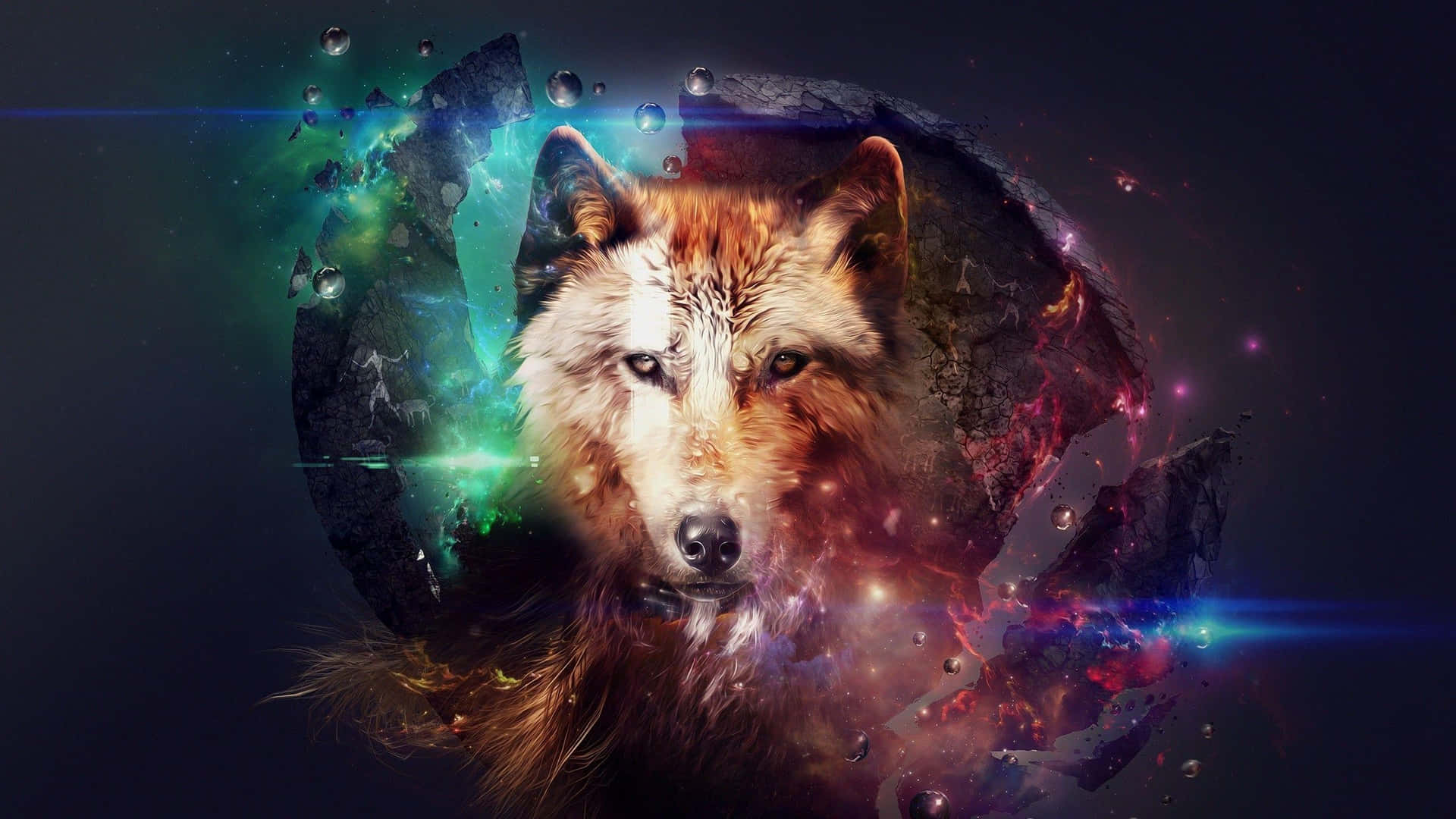 Wolf Amid A Raging Wildfire Background