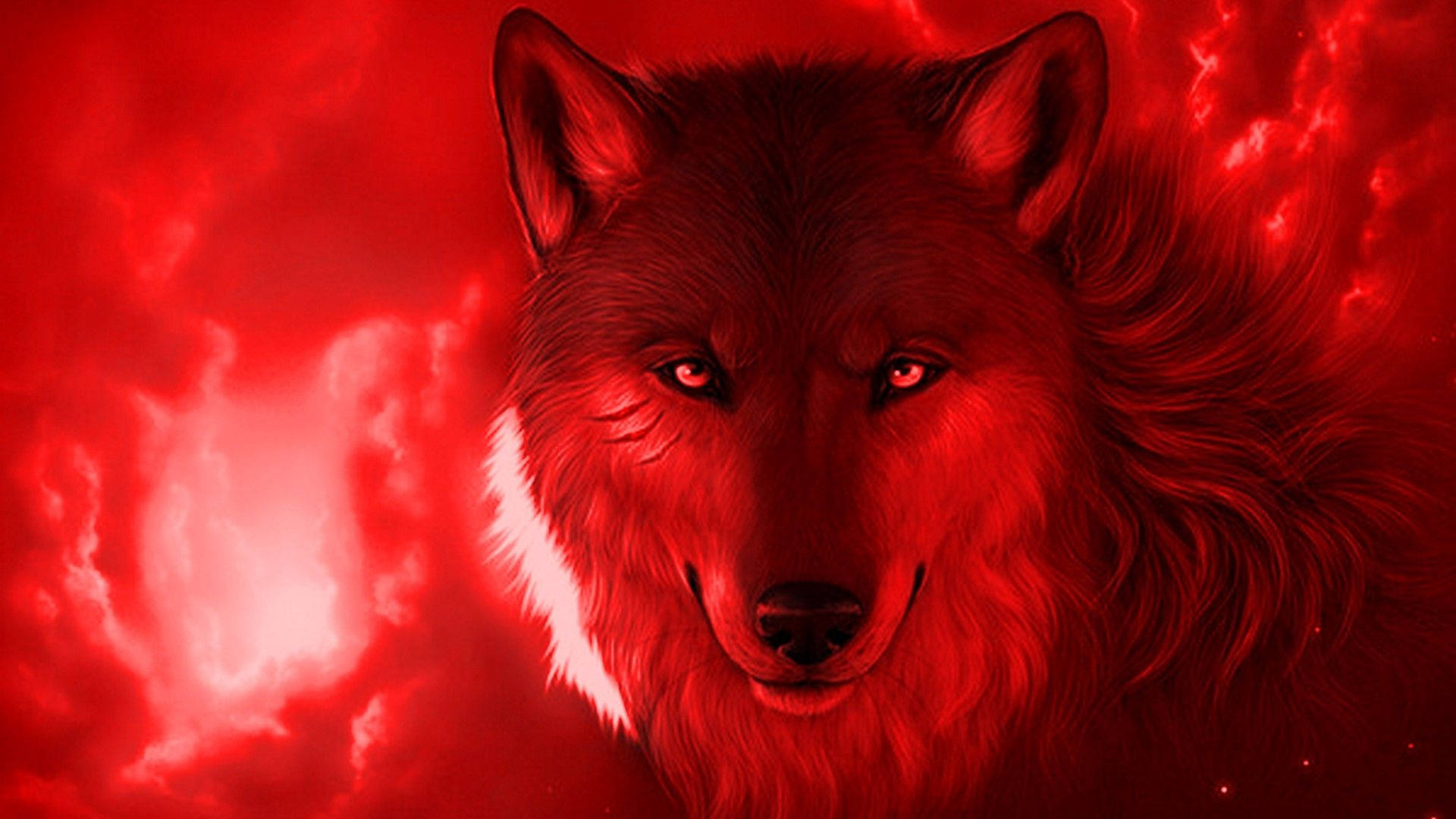 Wolf Emitting A Red Fire Background