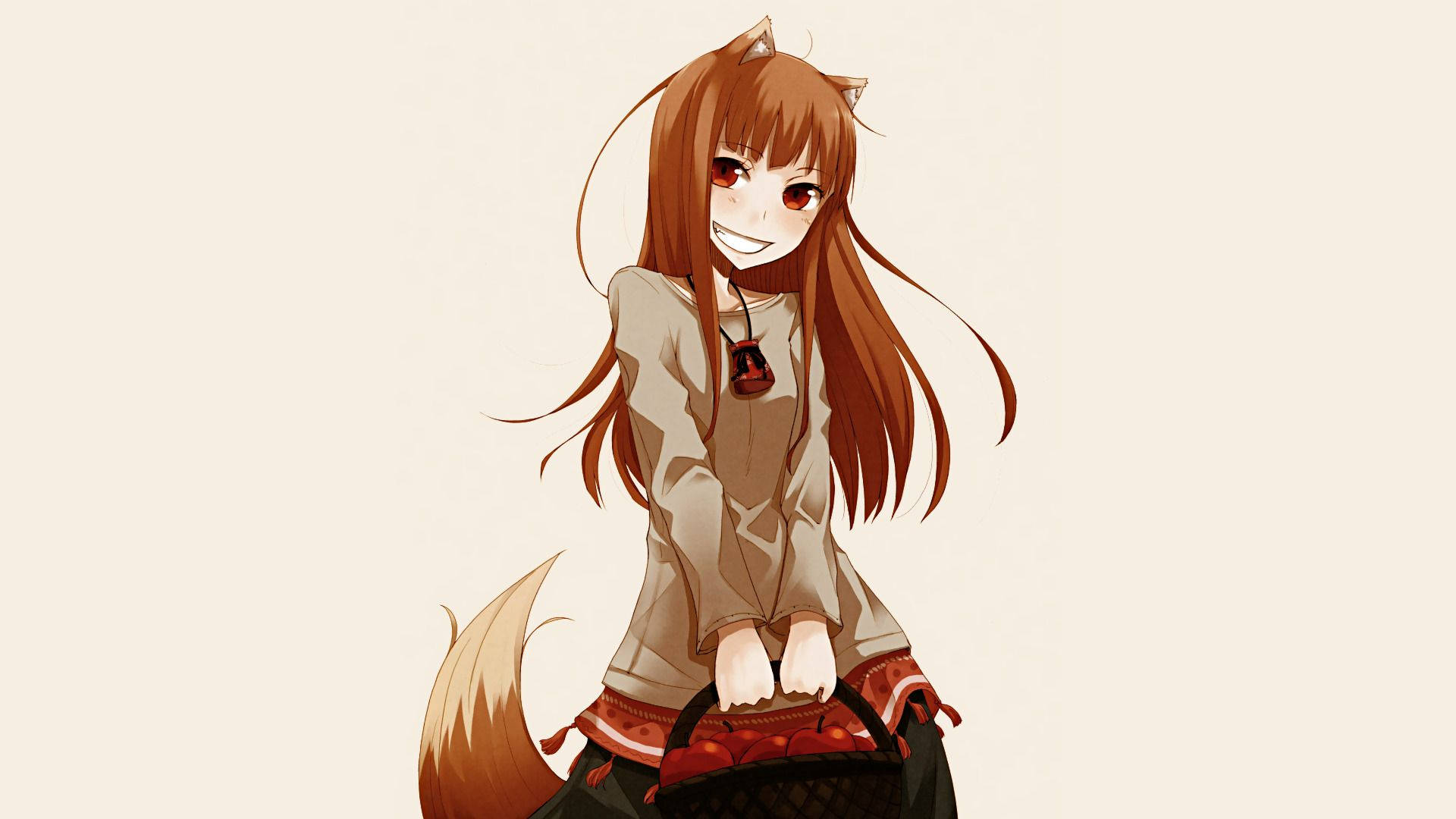 Wolf Girl And Apples Background