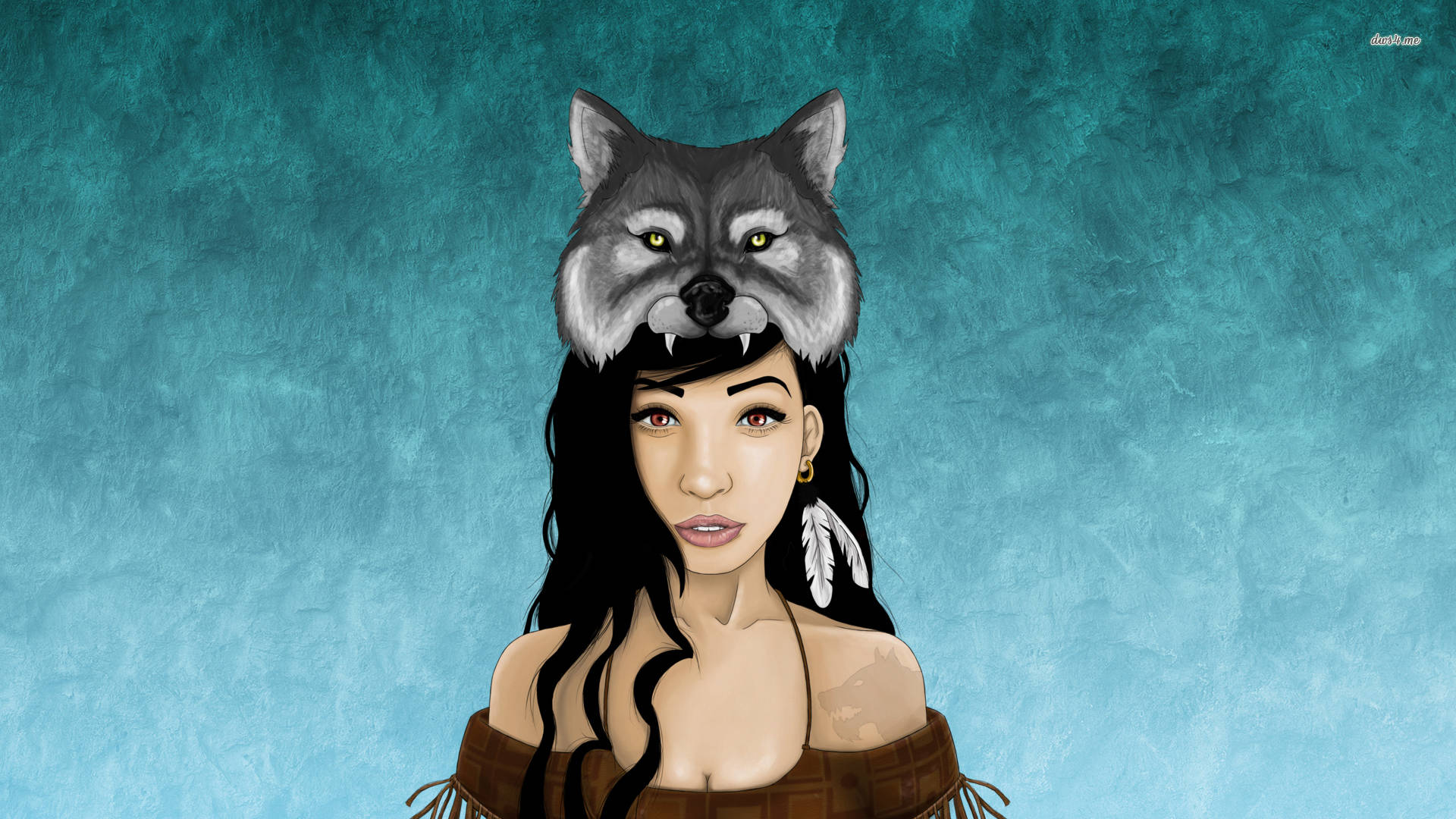 Wolf Girl Graphic Art Background