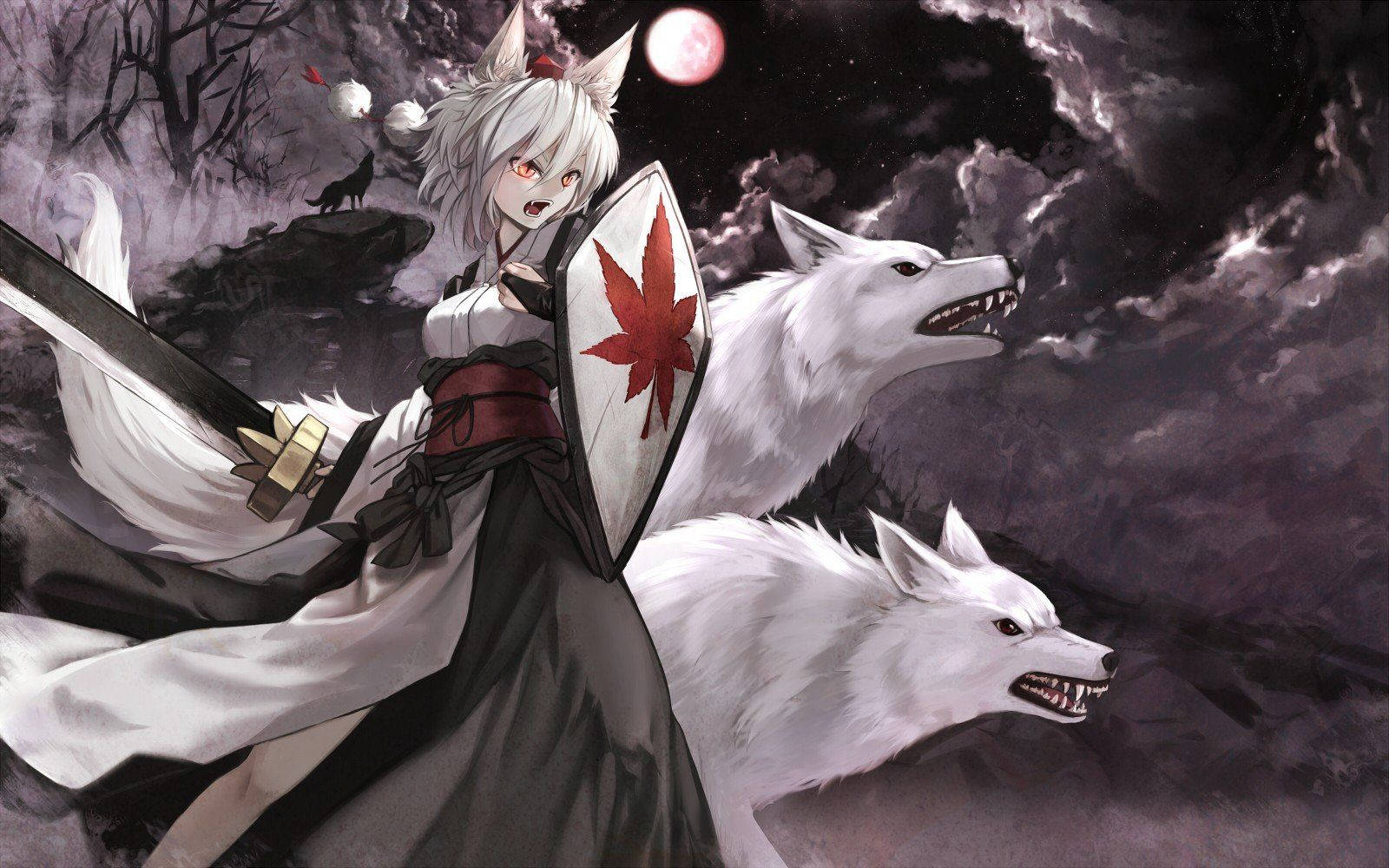 Wolf Girl Warrior Anime Background