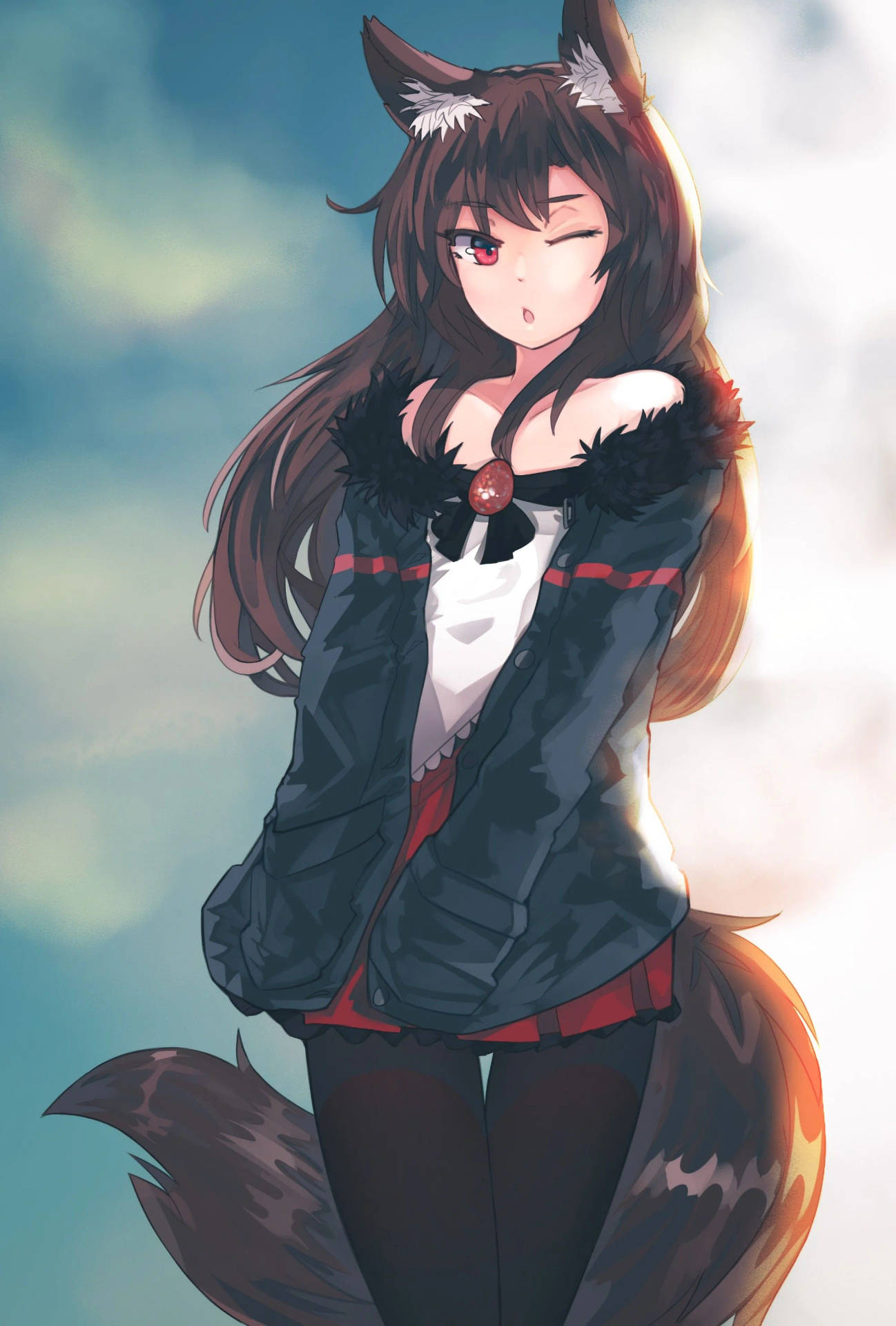 Wolf Girl With Ears Background