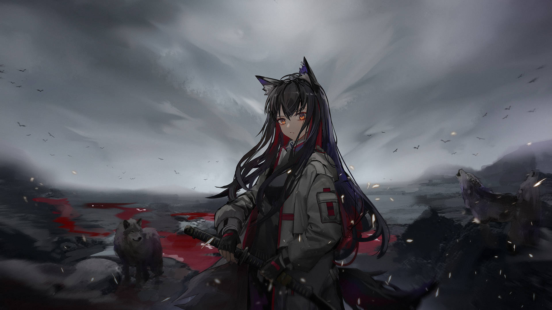 Wolf Girl With Howling Wolves