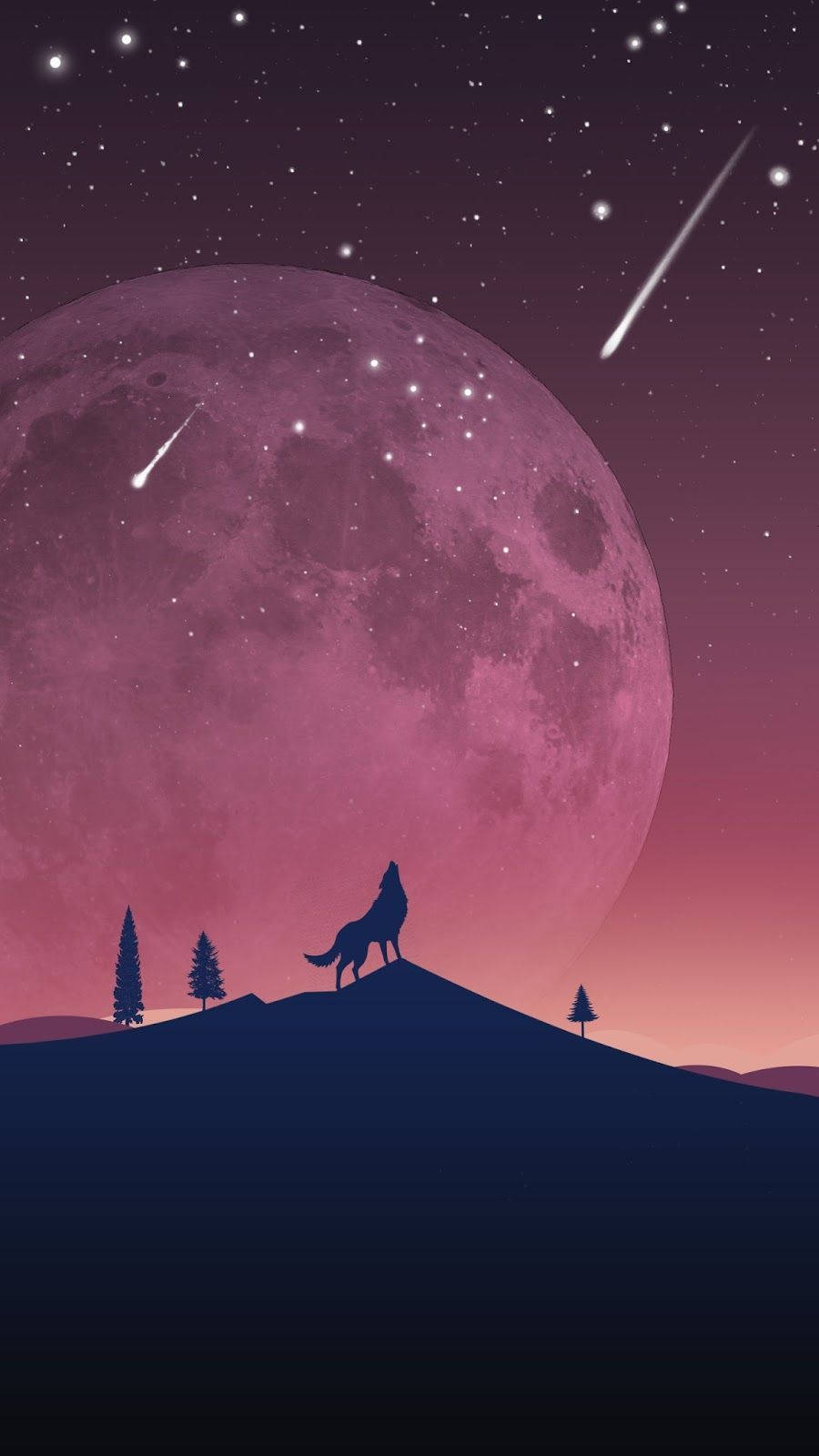 Wolf Howling At Moon Phone Background