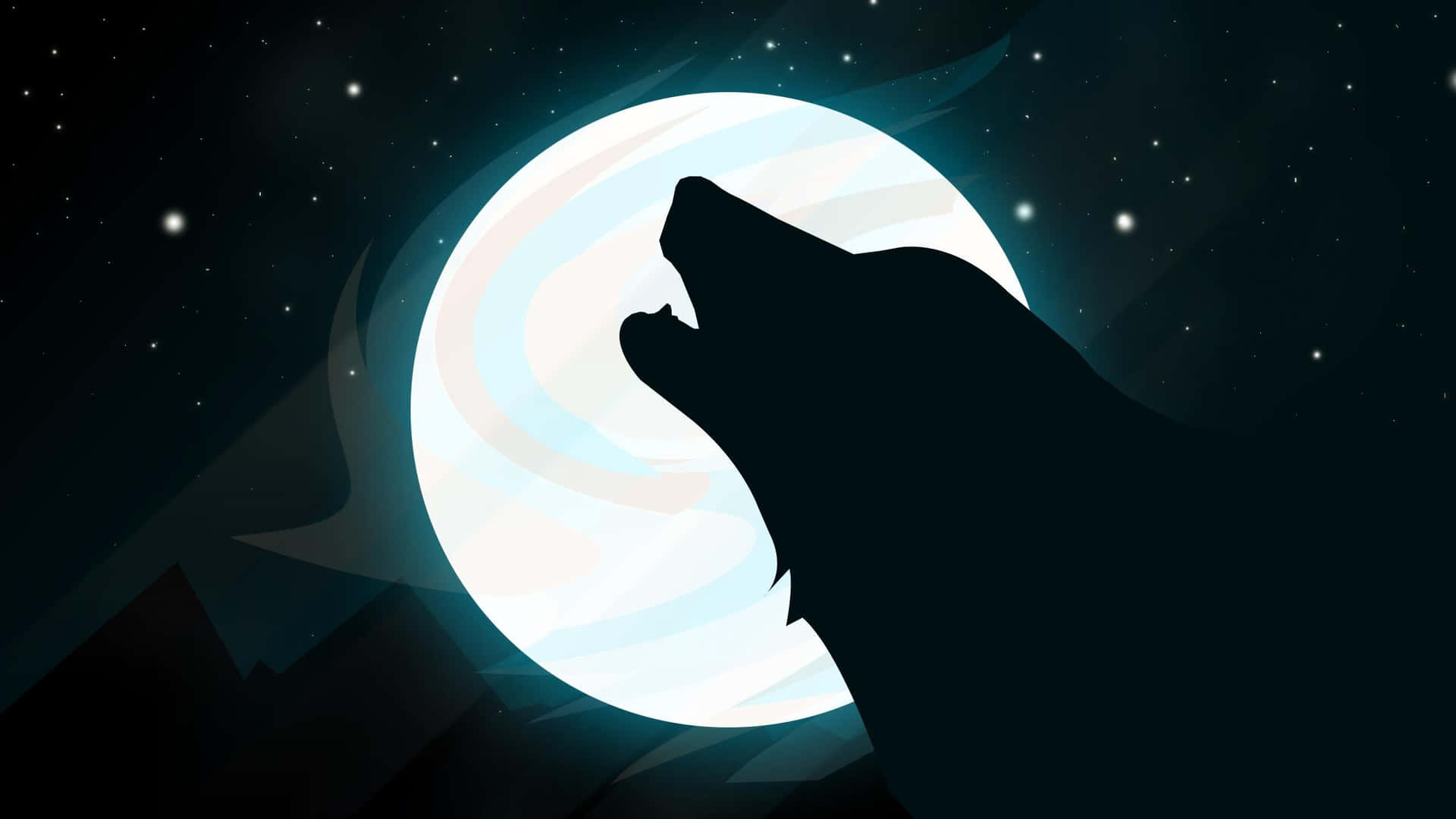 Wolf Moon Howling With Stars Background