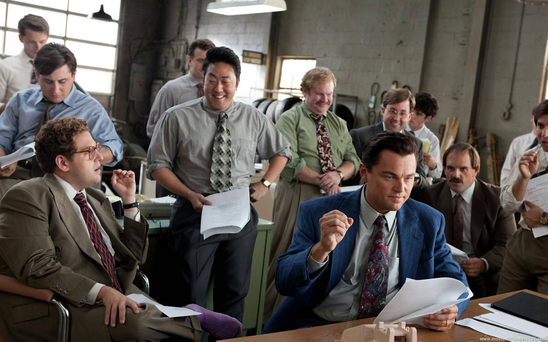 Wolf Of Wall Street Leonardo With Colleagues Background