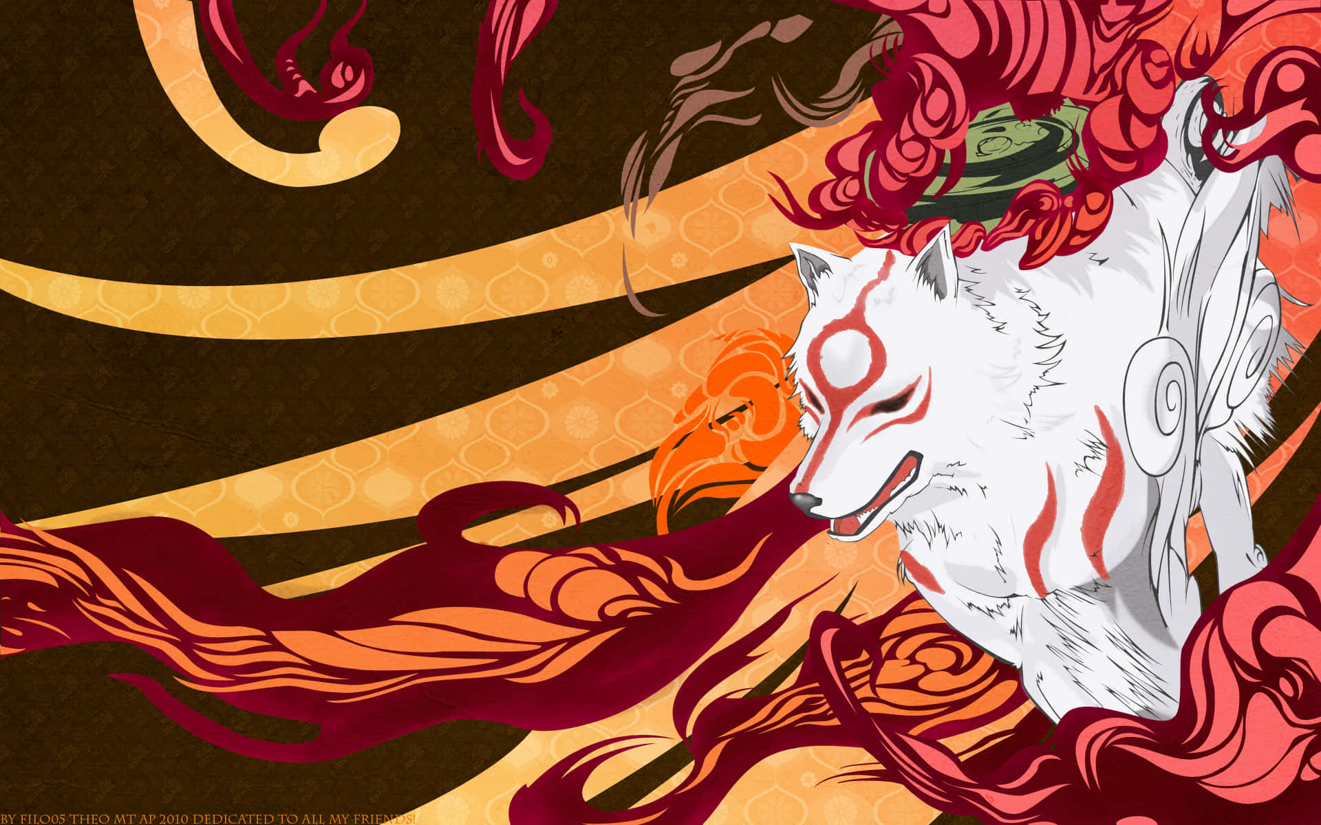 Wolf Red White Okami Hd Background