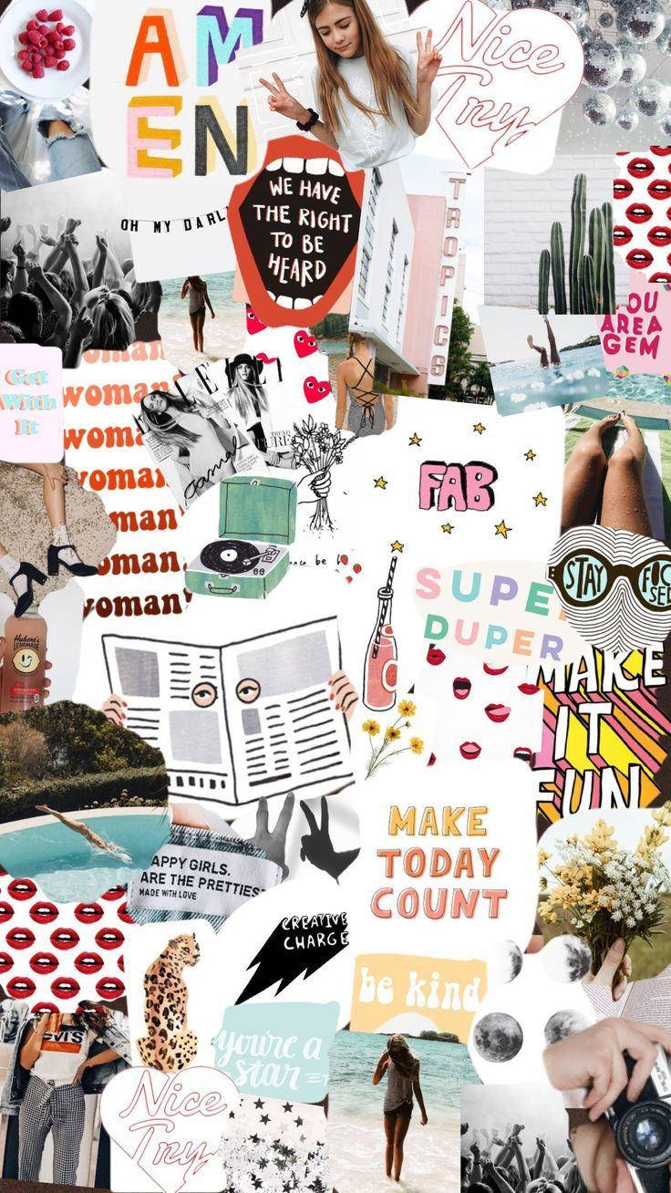 Woman Aesthetic Collage Background