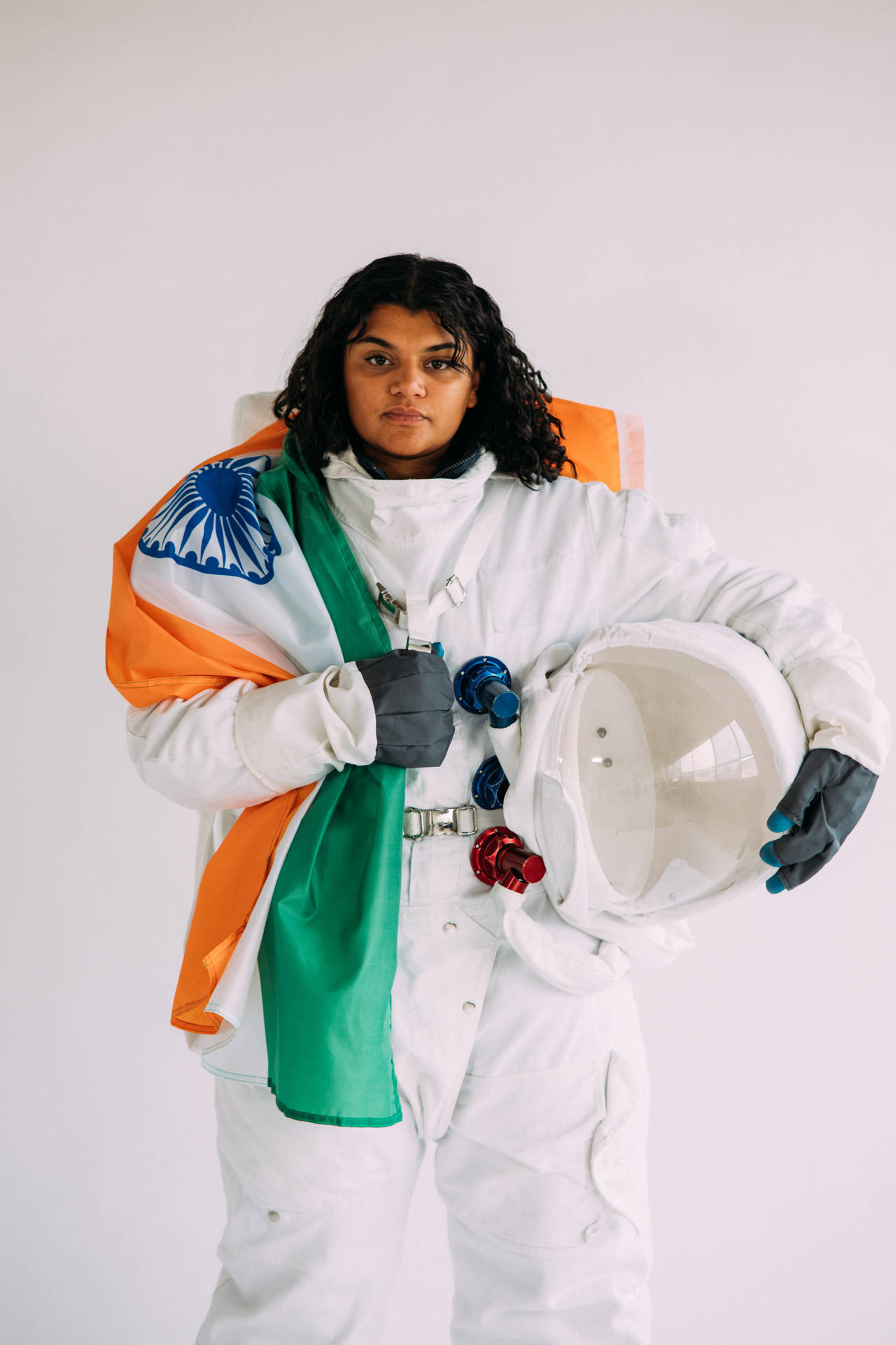 Woman Astronaut Tiranga Background