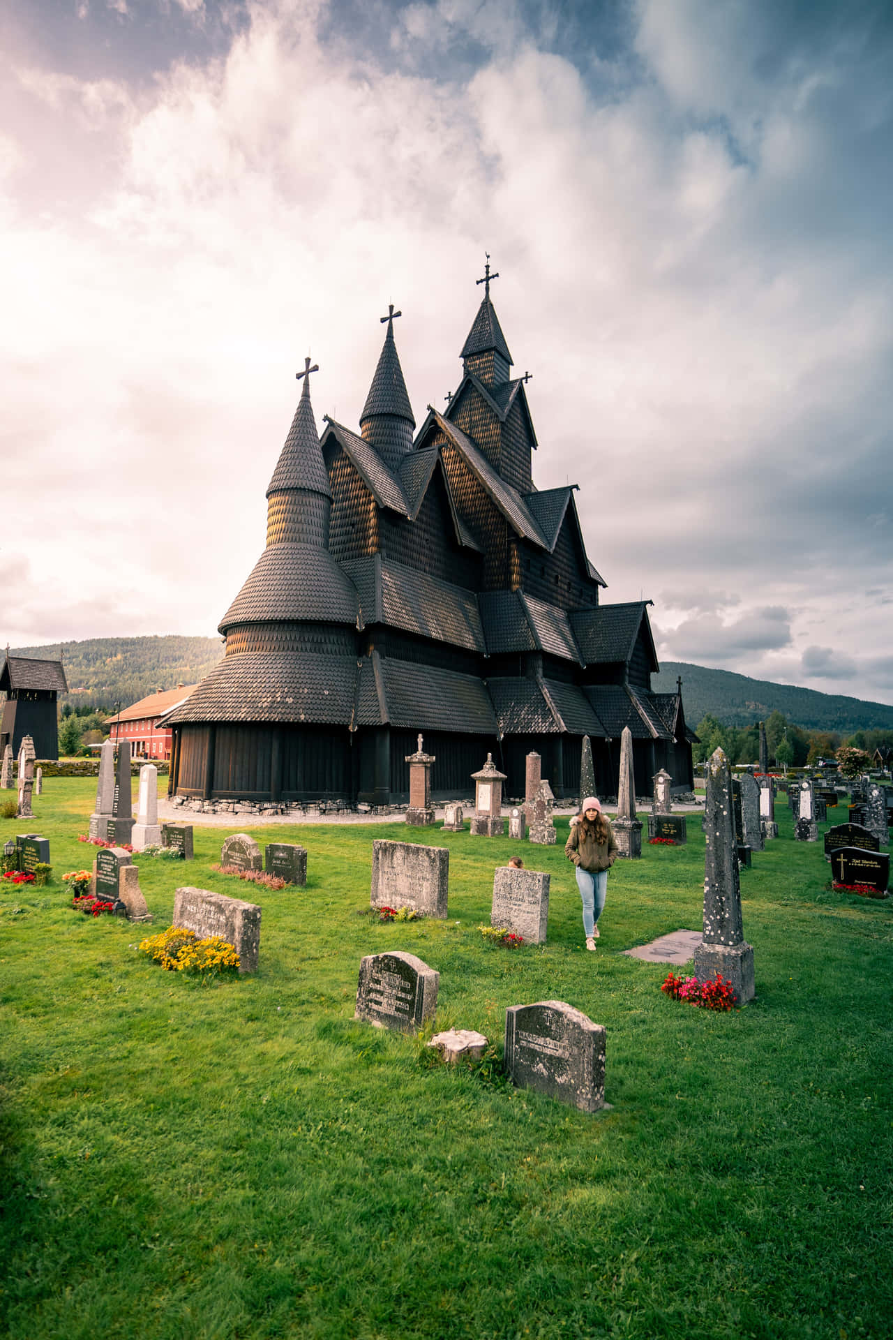 Woman At Heddal Stave Church