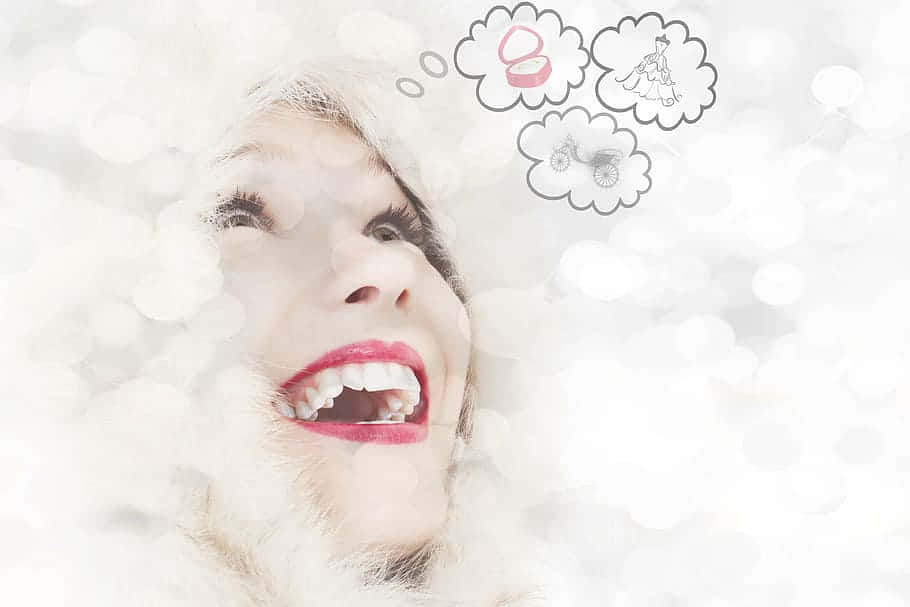 Woman Being Considerate Of Her Thoughts Background