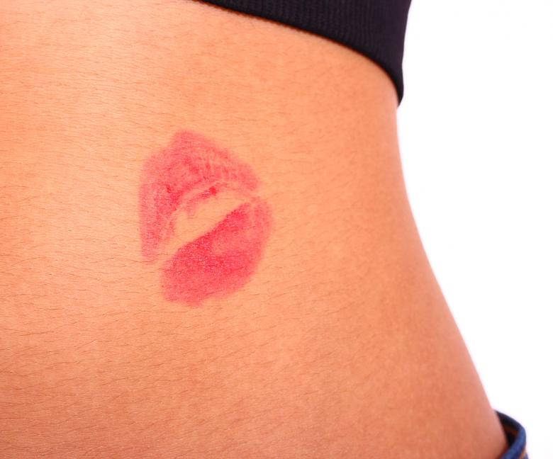 Woman Belly Kiss Mark Background