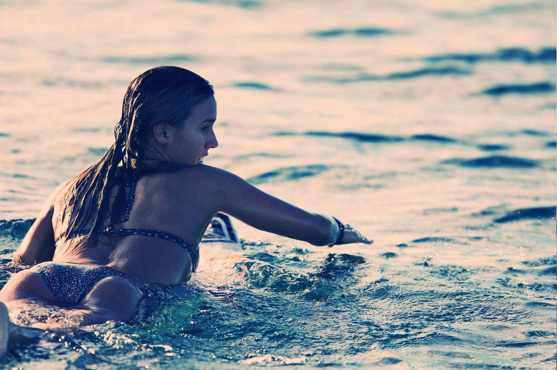 Woman Bikini Surfing