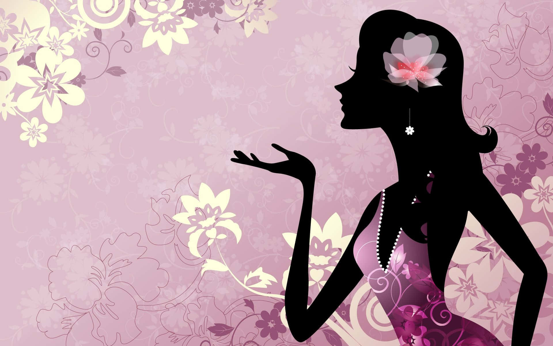 Woman Blowing A Kiss Silhouette Background