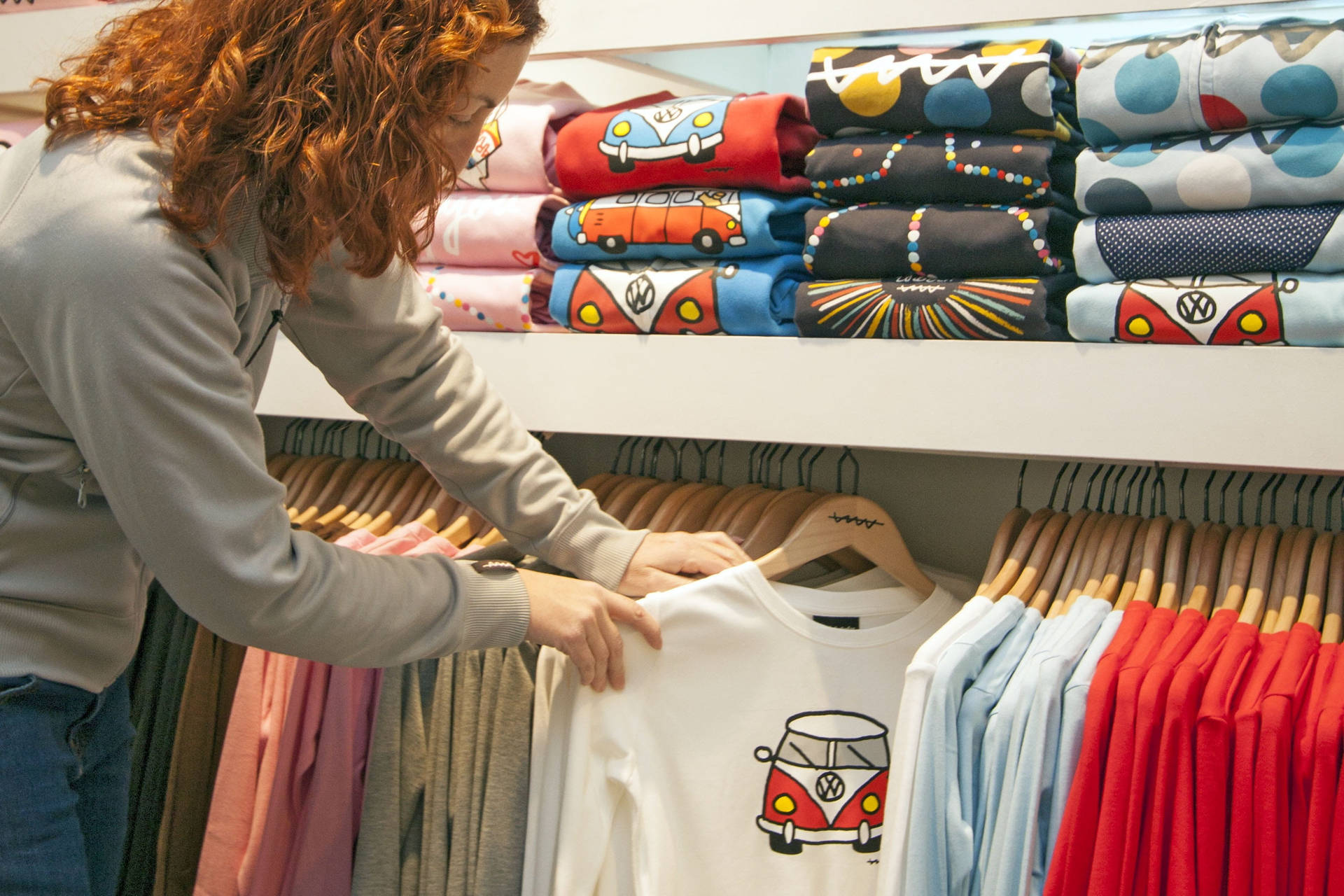 Woman Checking Clothes Background