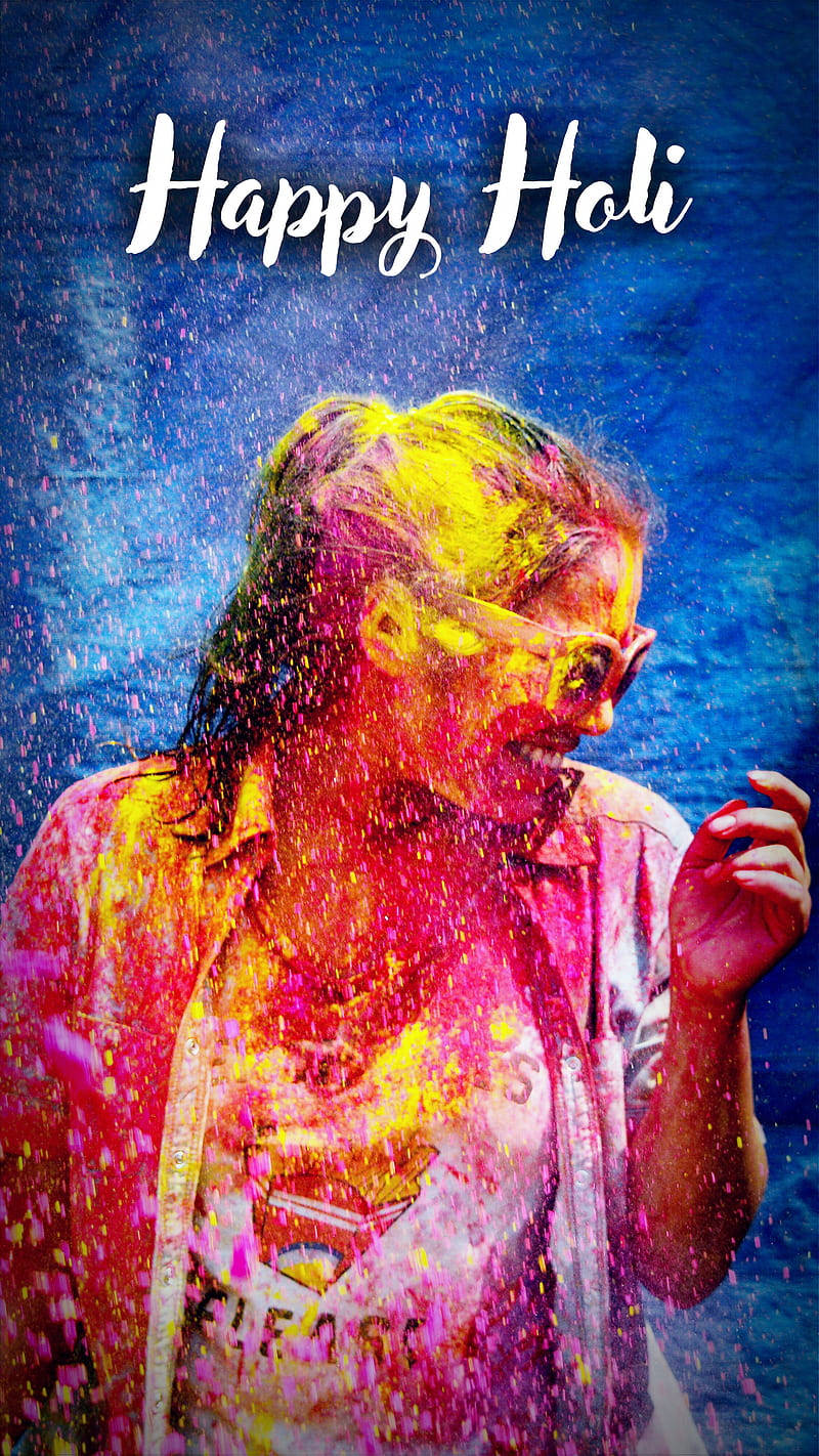 Woman Drenched In Color Happy Holi Hd