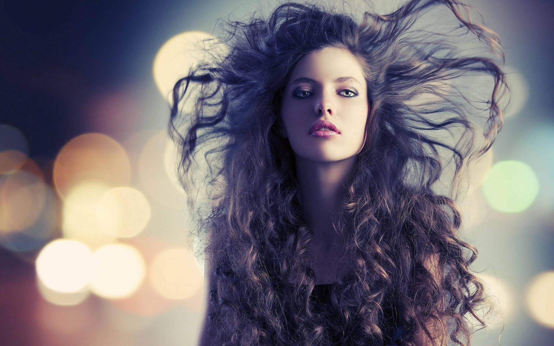 Woman Embracing Her Amazing Curly Hair Background