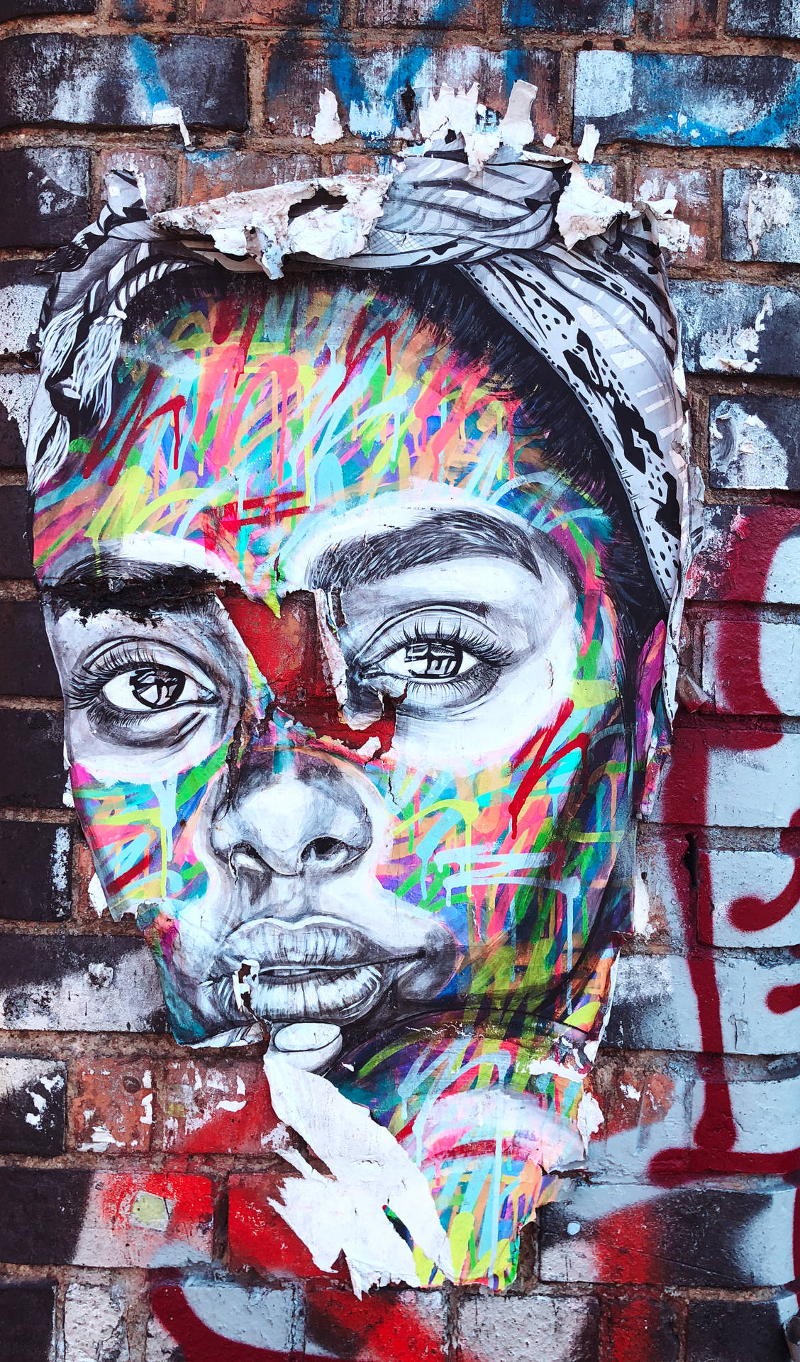 Woman Face Graffiti Street Art Background