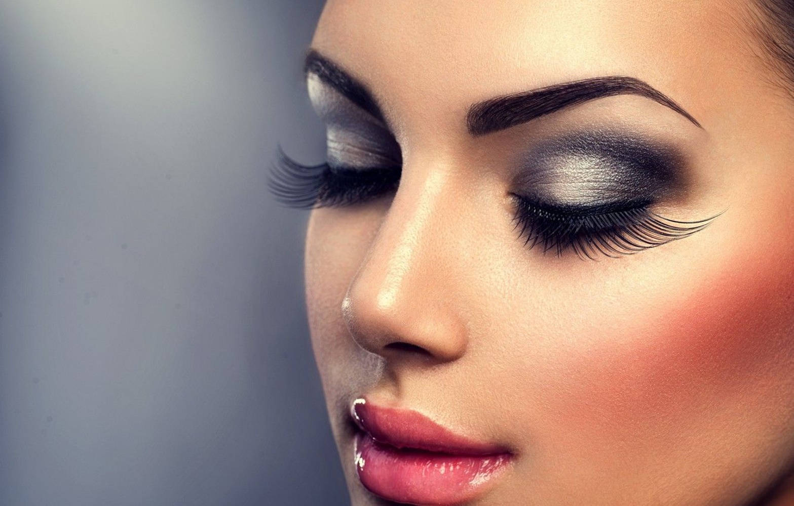 Woman Face Silver Eyeshadow Background