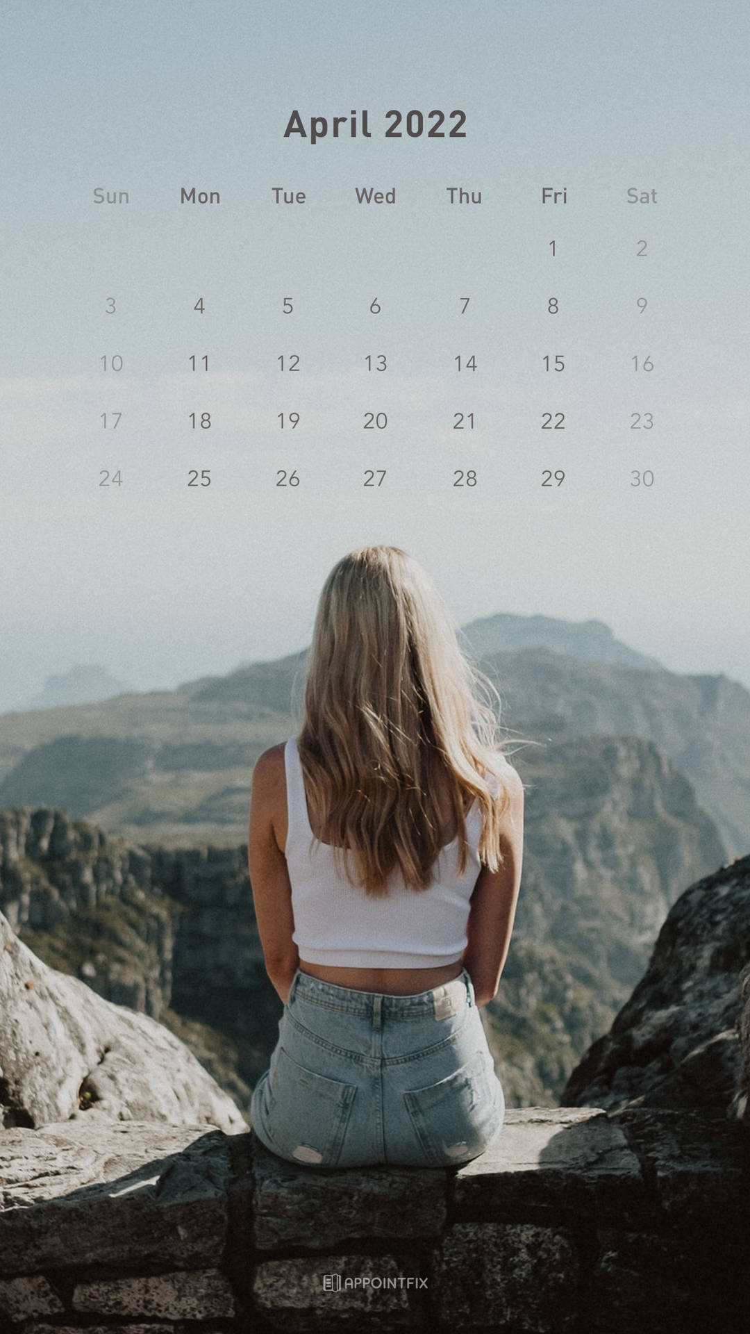 Woman Facing Back April 2022 Calendar